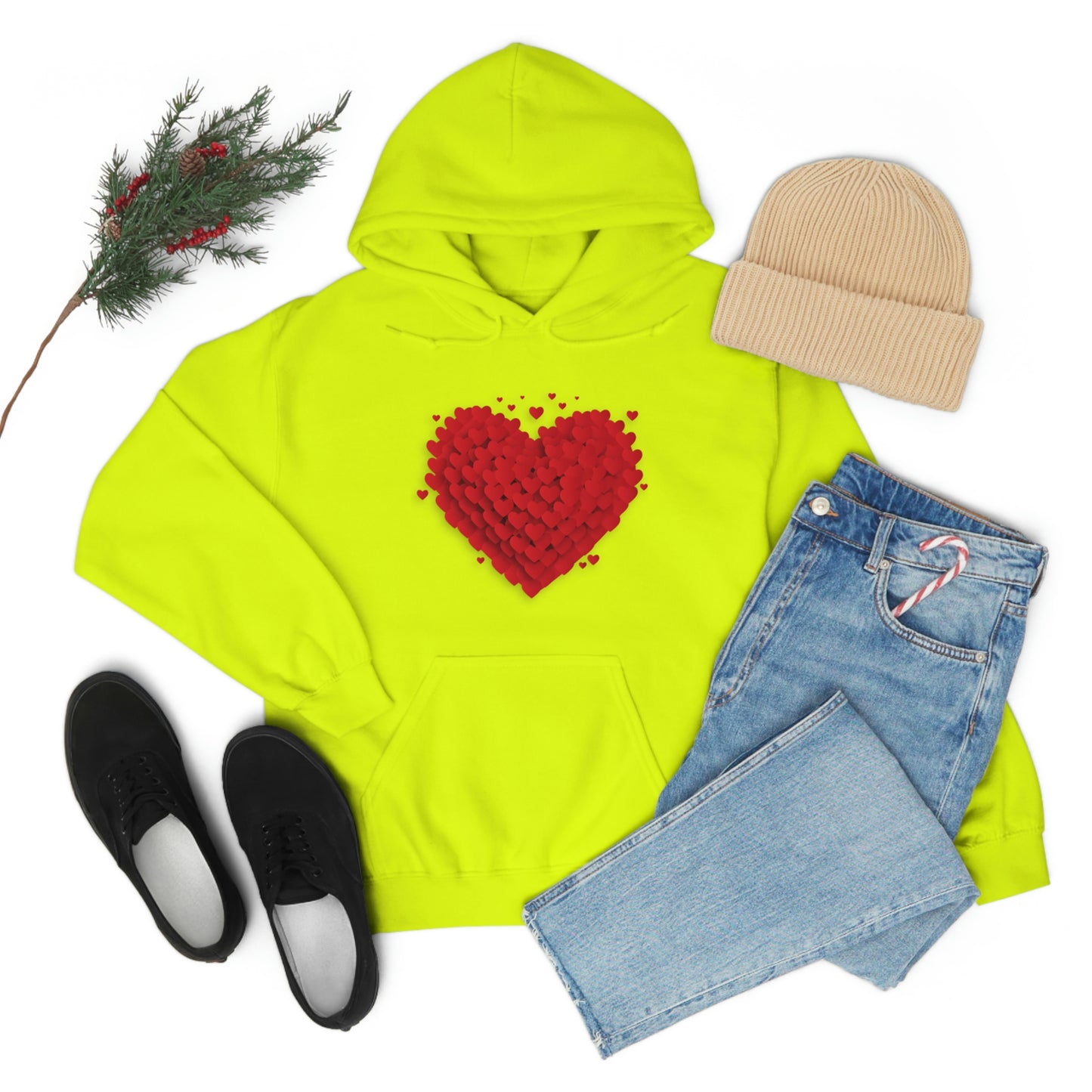 Love 3D Hearts Hoodie Sweatshirt, Pile of Hearts Love Hoodie, Valentine's Pink and Red Hoodie Pastel Pink Lavender and Mint Hoodie