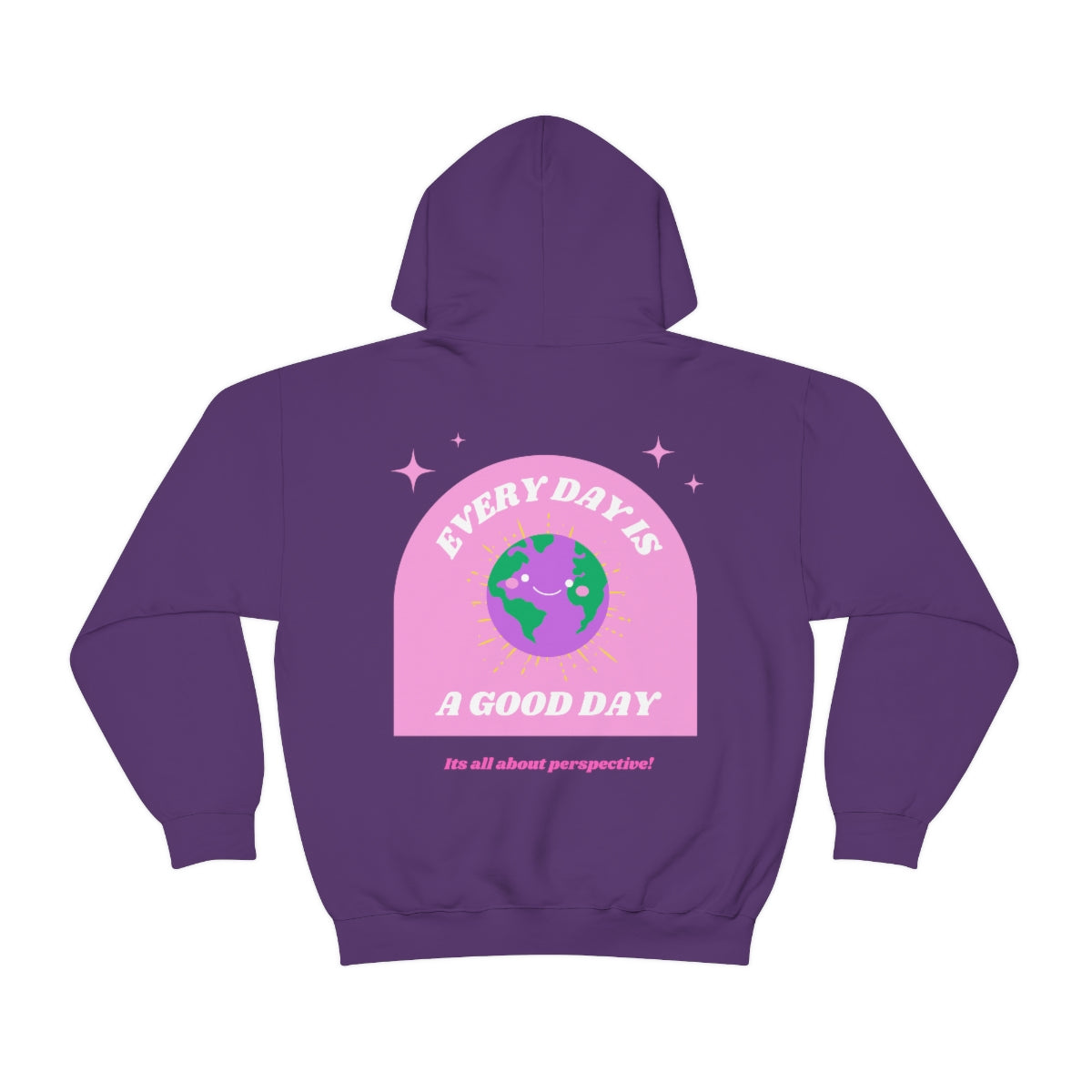 Retro Every Day is a Good Day, Its All About Perspective Earth Pink Purple Back Graphic Hoodie, VSCO Girl Oversized Trendy Tumblr Sweatshirt