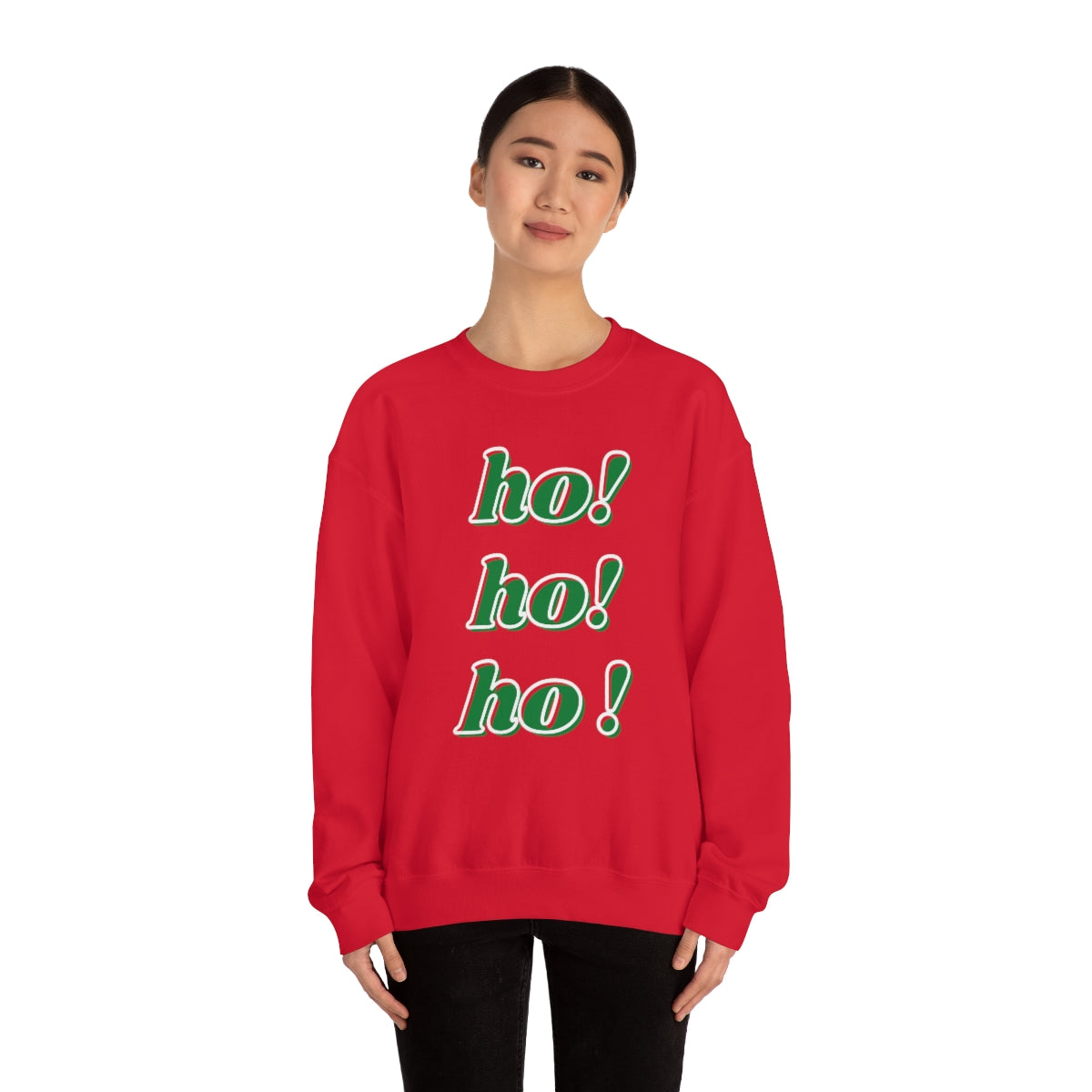 Ho Ho Ho Sweatshirt, Christmas Minimalist Top, Santa Claus Sweatshirt Xmas, Trendy Retro Font Holiday Unisex Heavy Blend Crewneck Sweatshirt