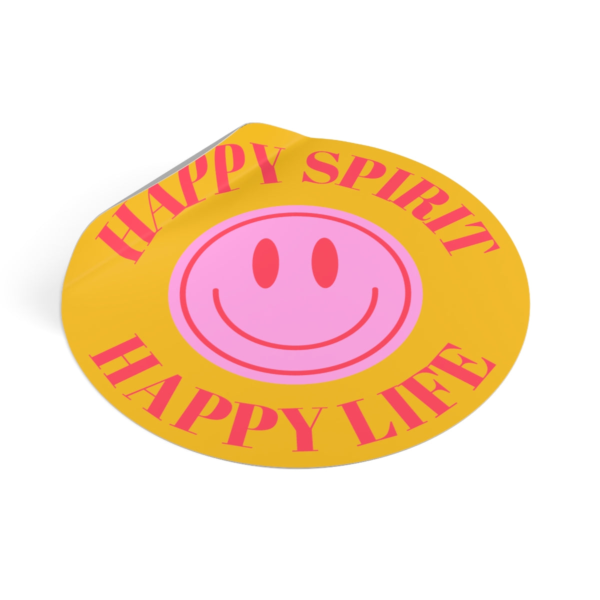 Happy Spirit Happy Life Round Vinyl Stickers, UV Smiley Stickers, Smile Sticker, Tumblr Retro Smile, VSCO Girl, Computer, Skateboard