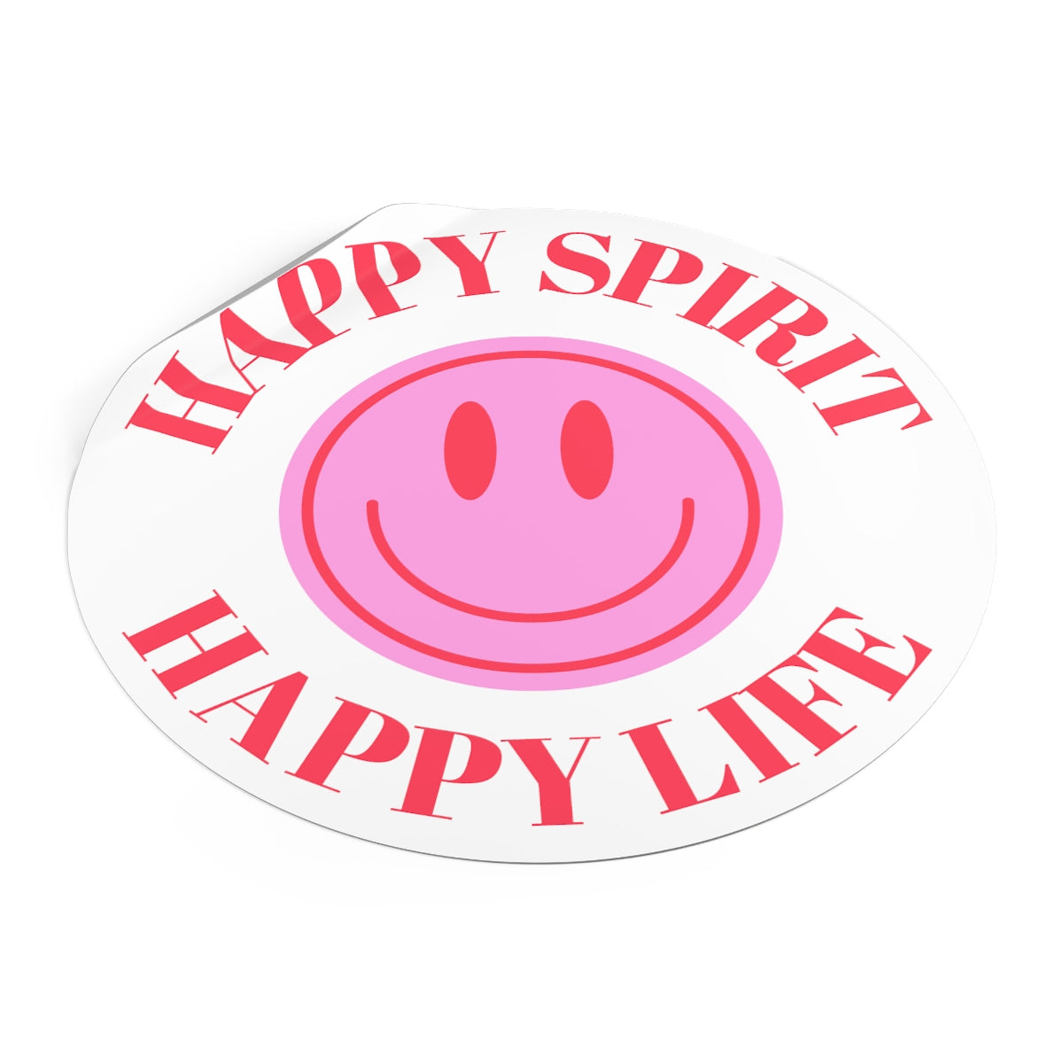 Happy Spirit Happy Life Round Vinyl Stickers, UV Smiley Stickers, Smile Sticker, Tumblr Retro Smile, VSCO Girl, Computer, Skateboard