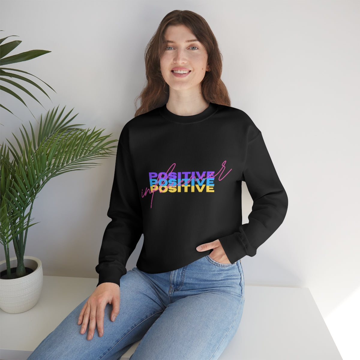 Retro Trendy Influencer Sweatshirt, Oversized Positive Influencer Crewneck Sweatshirt, VSCO Girl, Tumblr Top, 80s Retro Gift