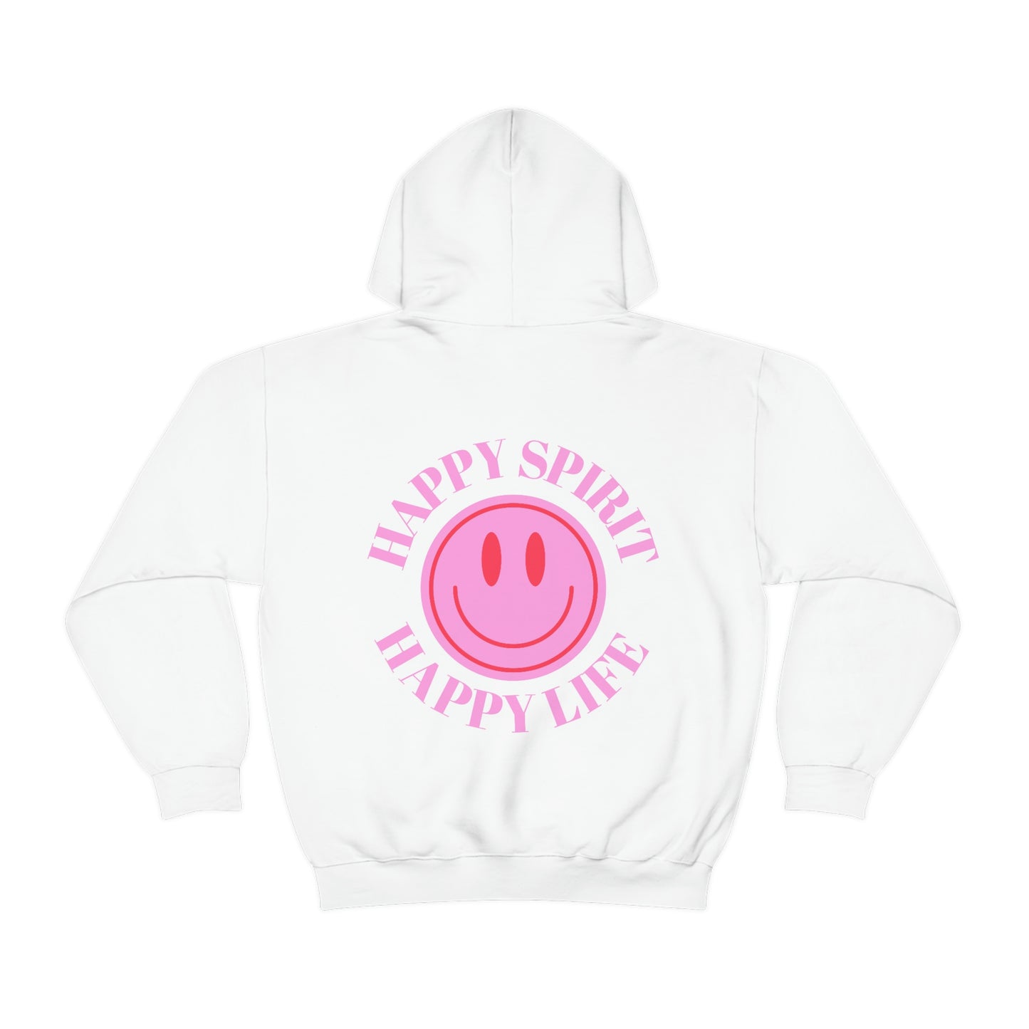 Happy Spirit Happy Life Sweatshirt, Pink Smile Lilac Hoodie, Oversized Hoodie, Front Back Print Trendy Sweatshirt, Beach Cover Up, Cover Up