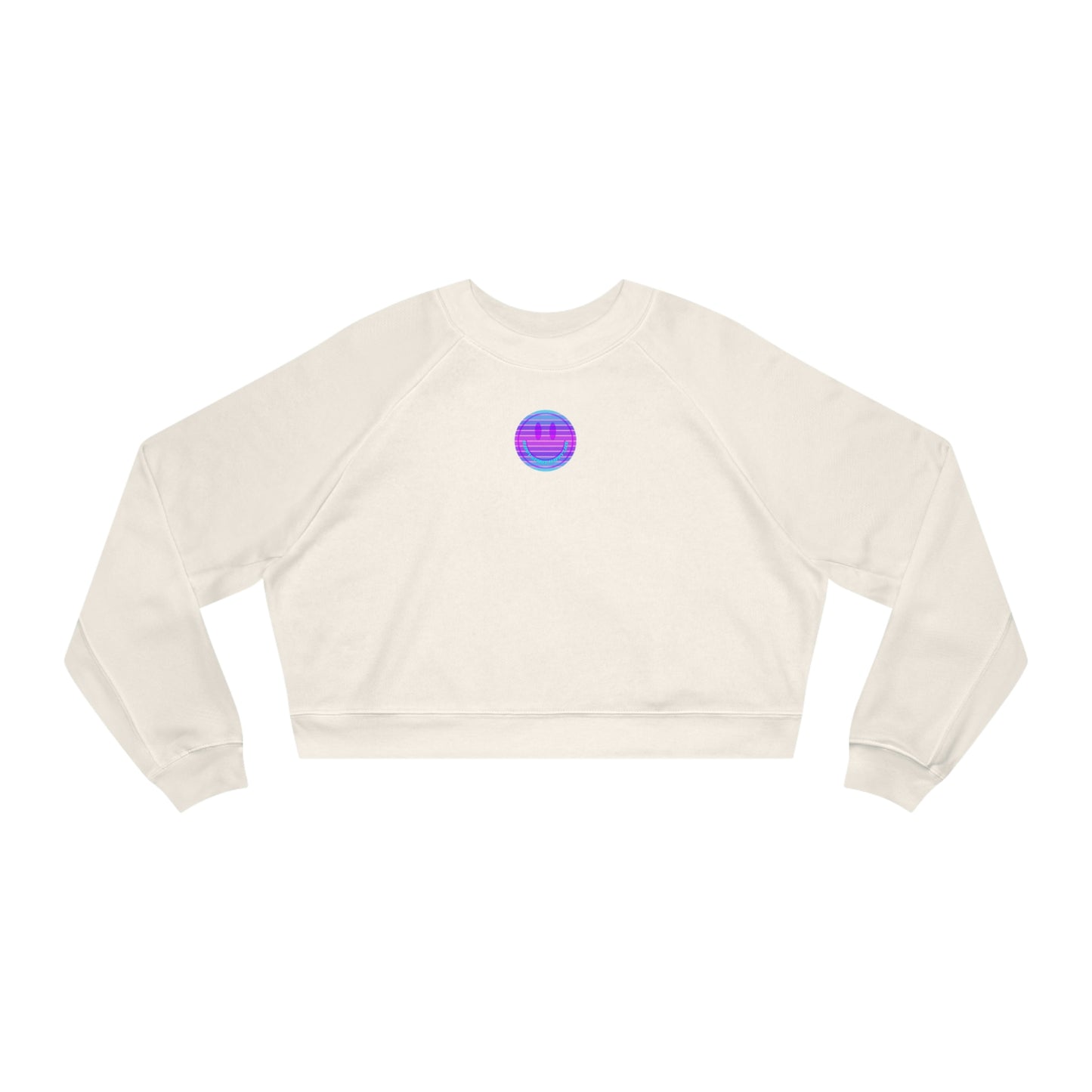 Copy of Aesthetic Cropped Sweatshirt, Smile Face Crop Top, Happy Spirit Happy Life Sunset Smile Cropped Top, Women's Cropped Fleece Pullover