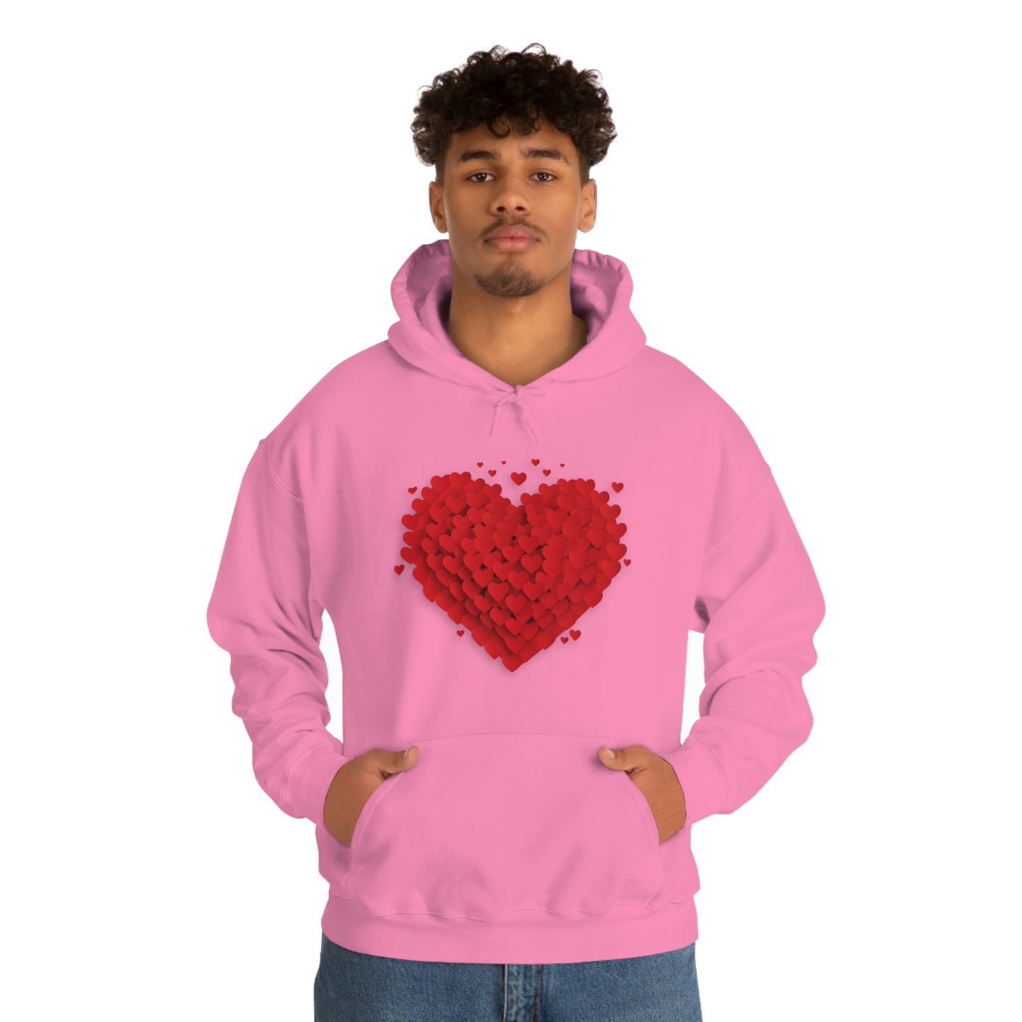 Love 3D Hearts Hoodie Sweatshirt, Pile of Hearts Love Hoodie, Valentine's Pink and Red Hoodie Pastel Pink Lavender and Mint Hoodie