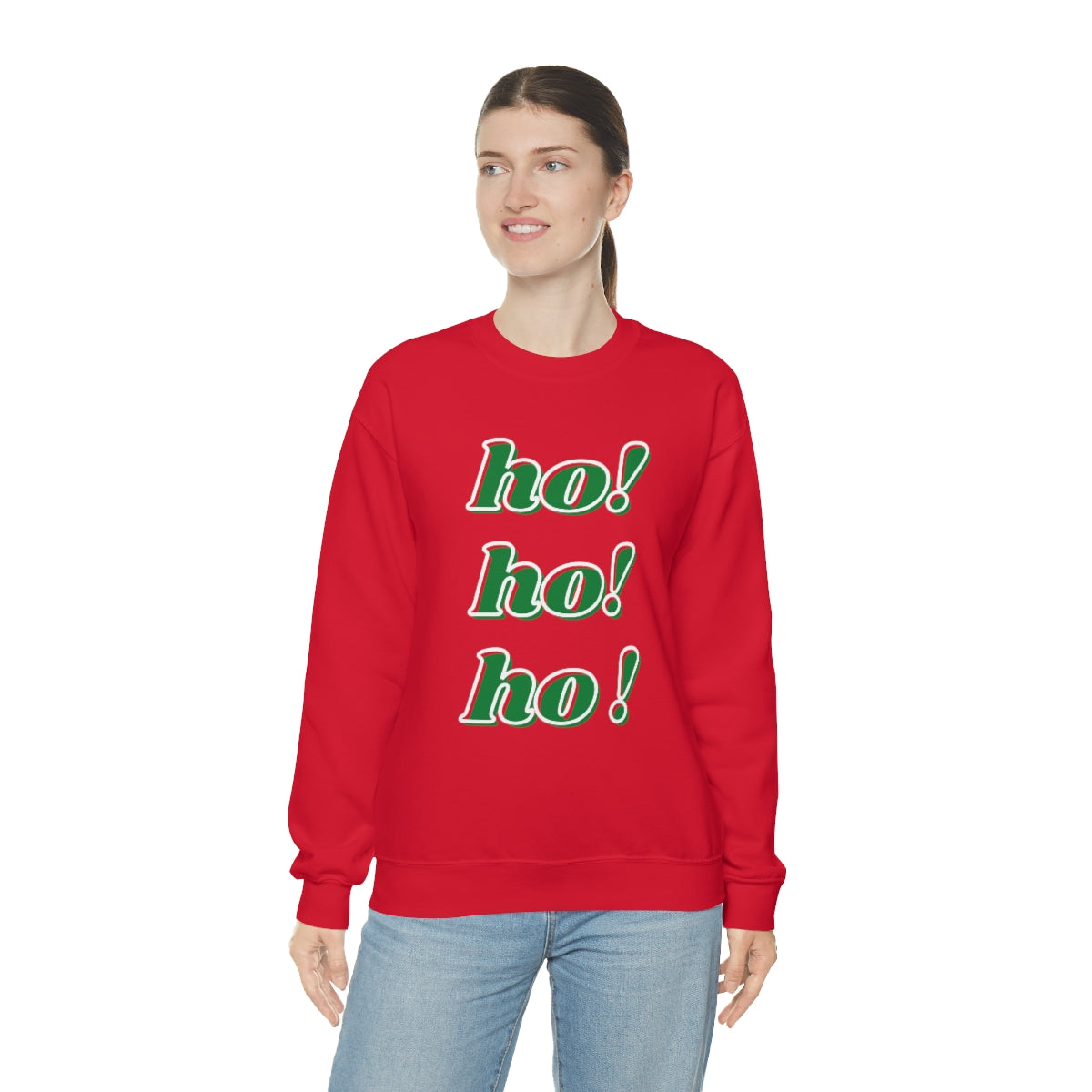 Ho Ho Ho Sweatshirt, Christmas Minimalist Top, Santa Claus Sweatshirt Xmas, Trendy Retro Font Holiday Unisex Heavy Blend Crewneck Sweatshirt