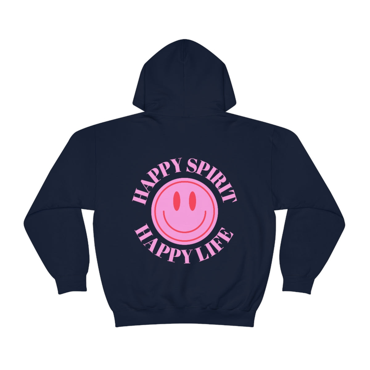 Happy Spirit Happy Life Sweatshirt, Pink Smile Lilac Hoodie, Oversized Hoodie, Front Back Print Trendy Sweatshirt, Beach Cover Up, Cover Up