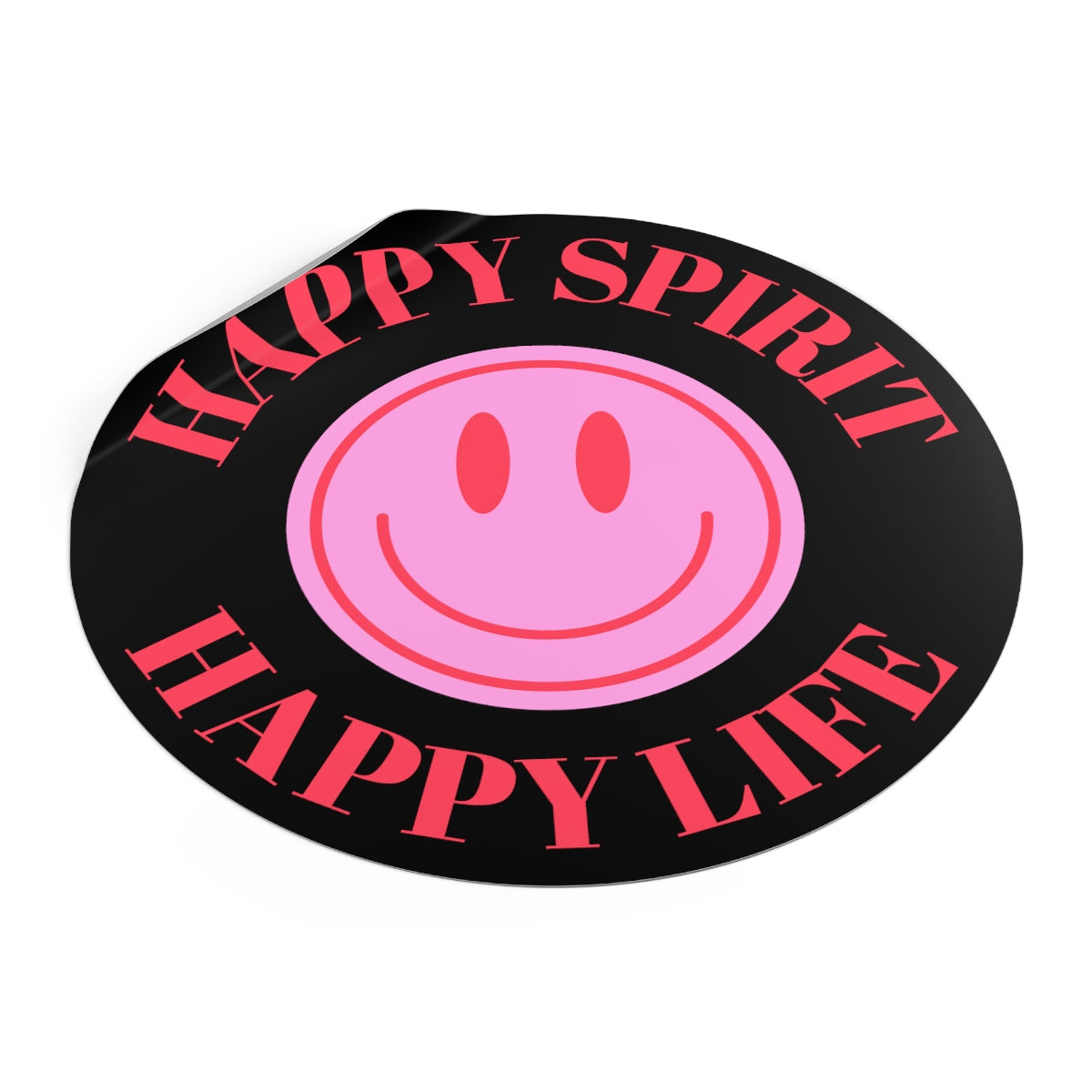 Happy Spirit Happy Life Round Vinyl Stickers, UV Smiley Stickers, Smile Sticker, Tumblr Retro Smile, VSCO Girl, Computer, Skateboard