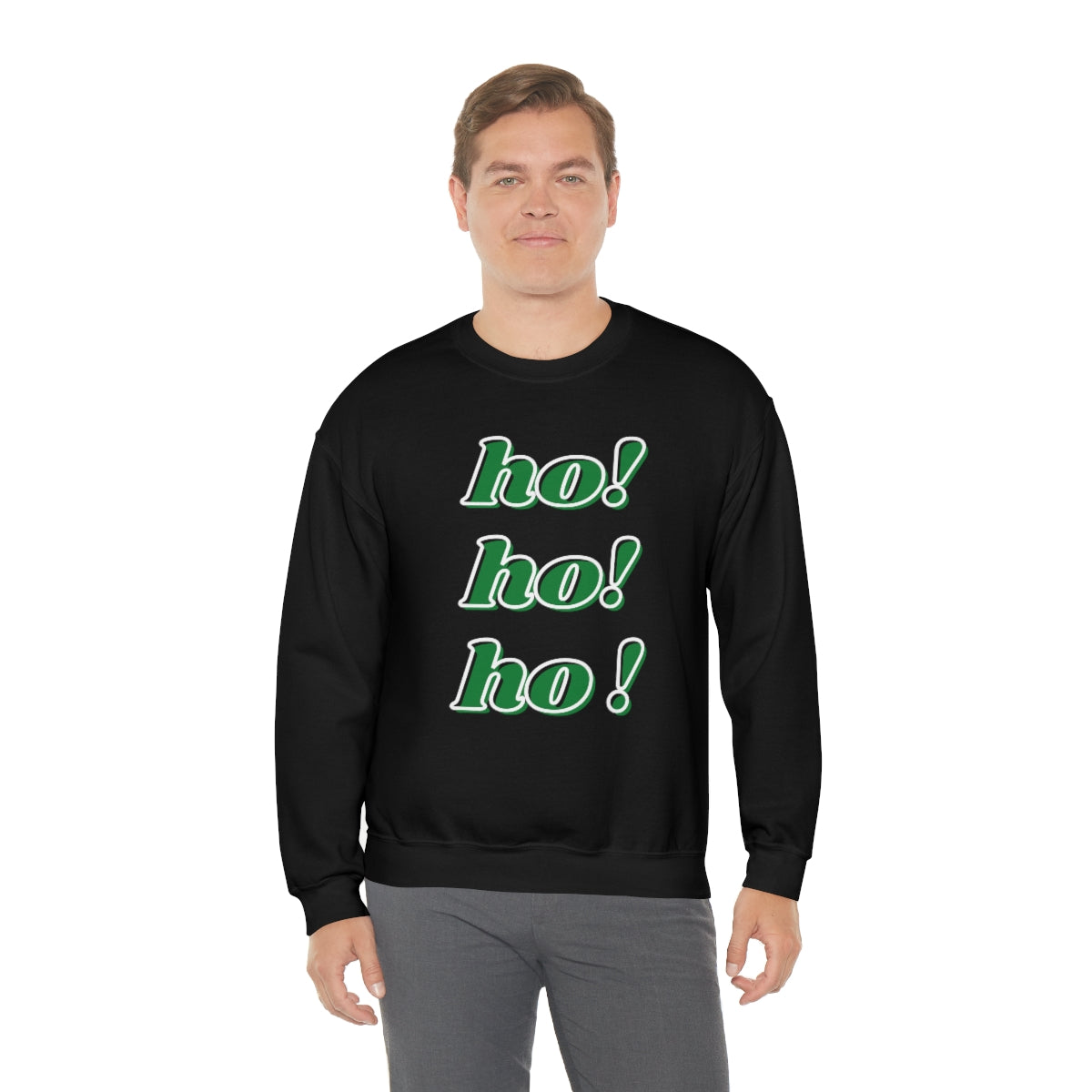 Ho Ho Ho Sweatshirt, Christmas Minimalist Top, Santa Claus Sweatshirt Xmas, Trendy Retro Font Holiday Unisex Heavy Blend Crewneck Sweatshirt