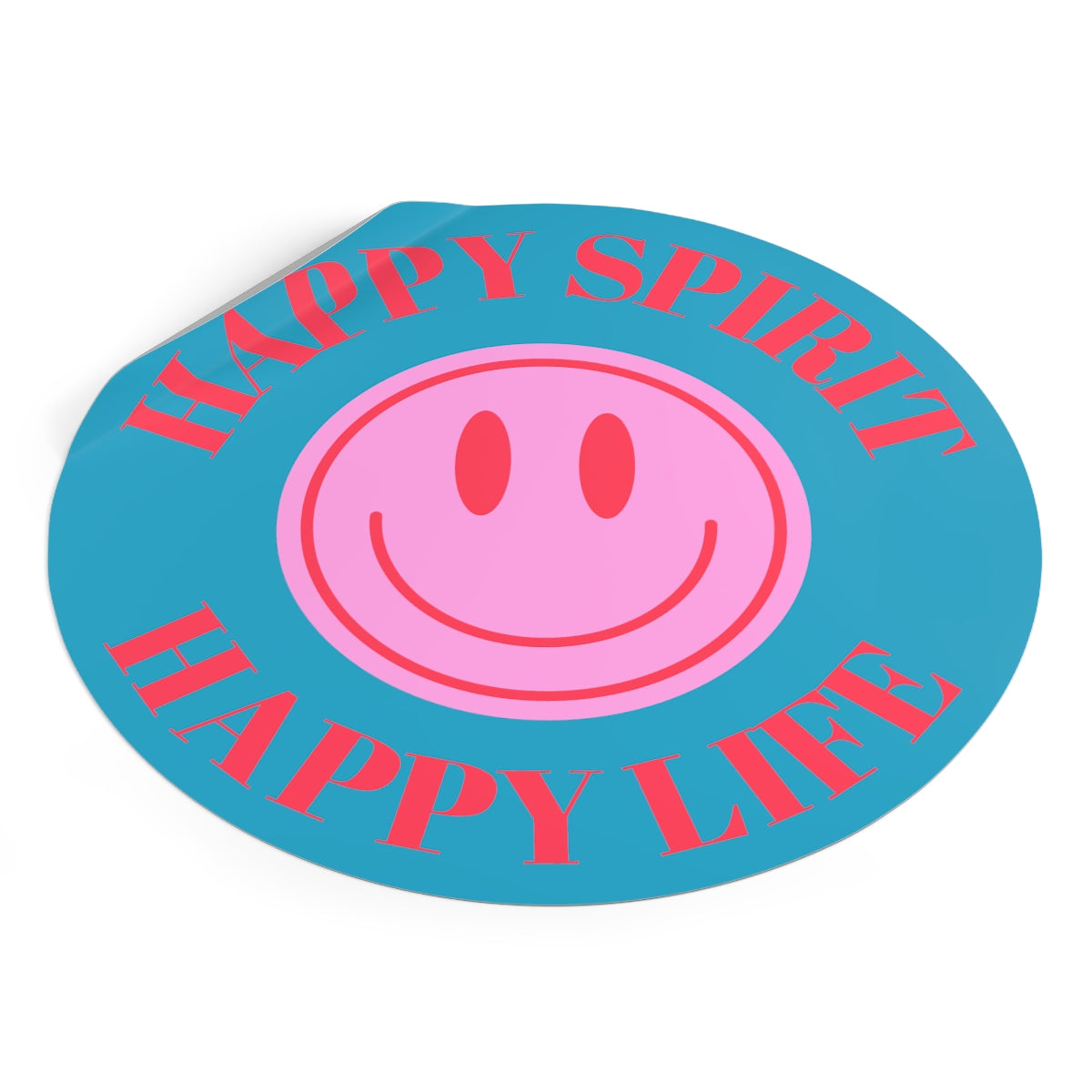 Happy Spirit Happy Life Round Vinyl Stickers, UV Smiley Stickers, Smile Sticker, Tumblr Retro Smile, VSCO Girl, Computer, Skateboard