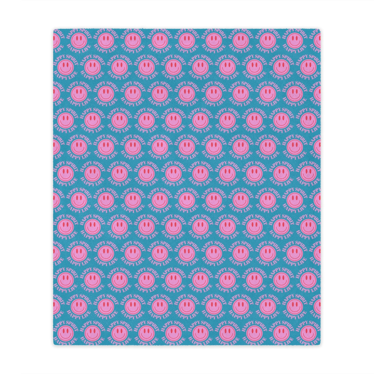 Adult Pink Smile Minky Blanket, Happy Spirit Happy Life Happy Mind Blanket, Aesthetic Blanket, Adult Fleece Smile Pink Y2k Throw