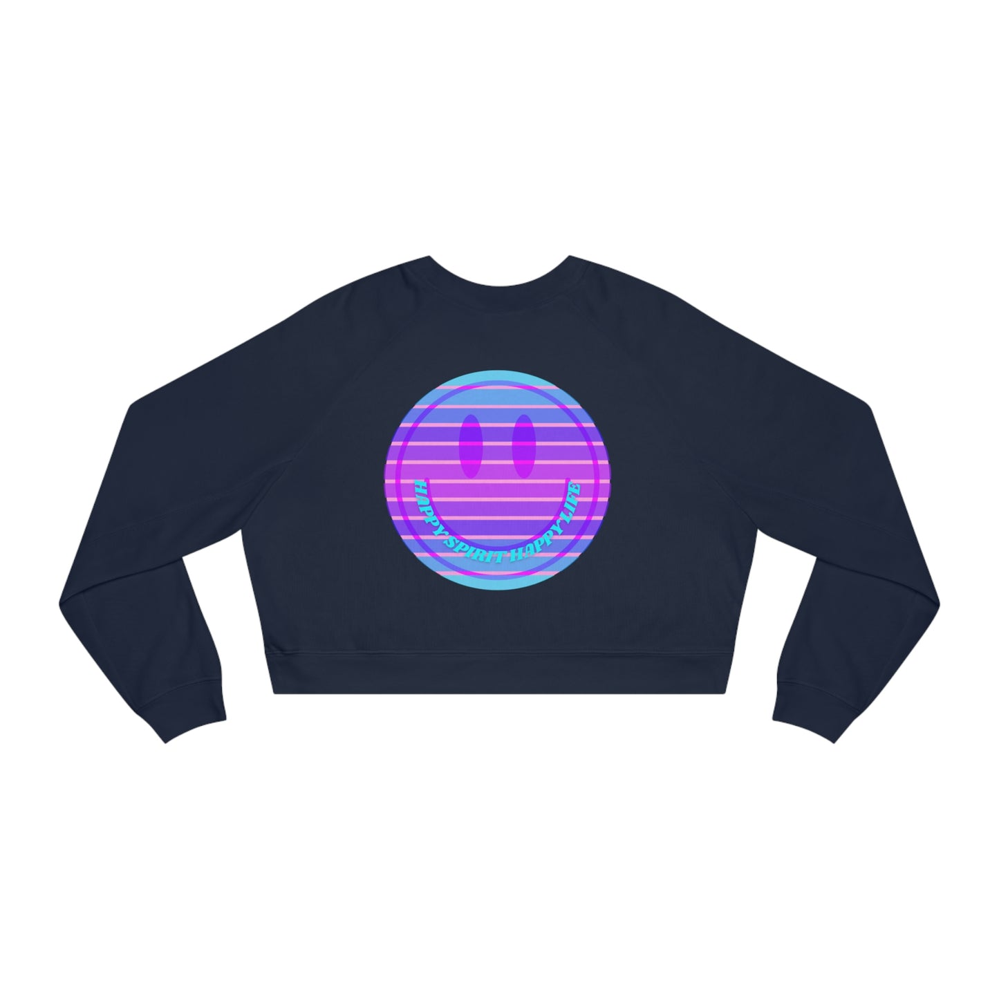 Copy of Aesthetic Cropped Sweatshirt, Smile Face Crop Top, Happy Spirit Happy Life Sunset Smile Cropped Top, Women's Cropped Fleece Pullover