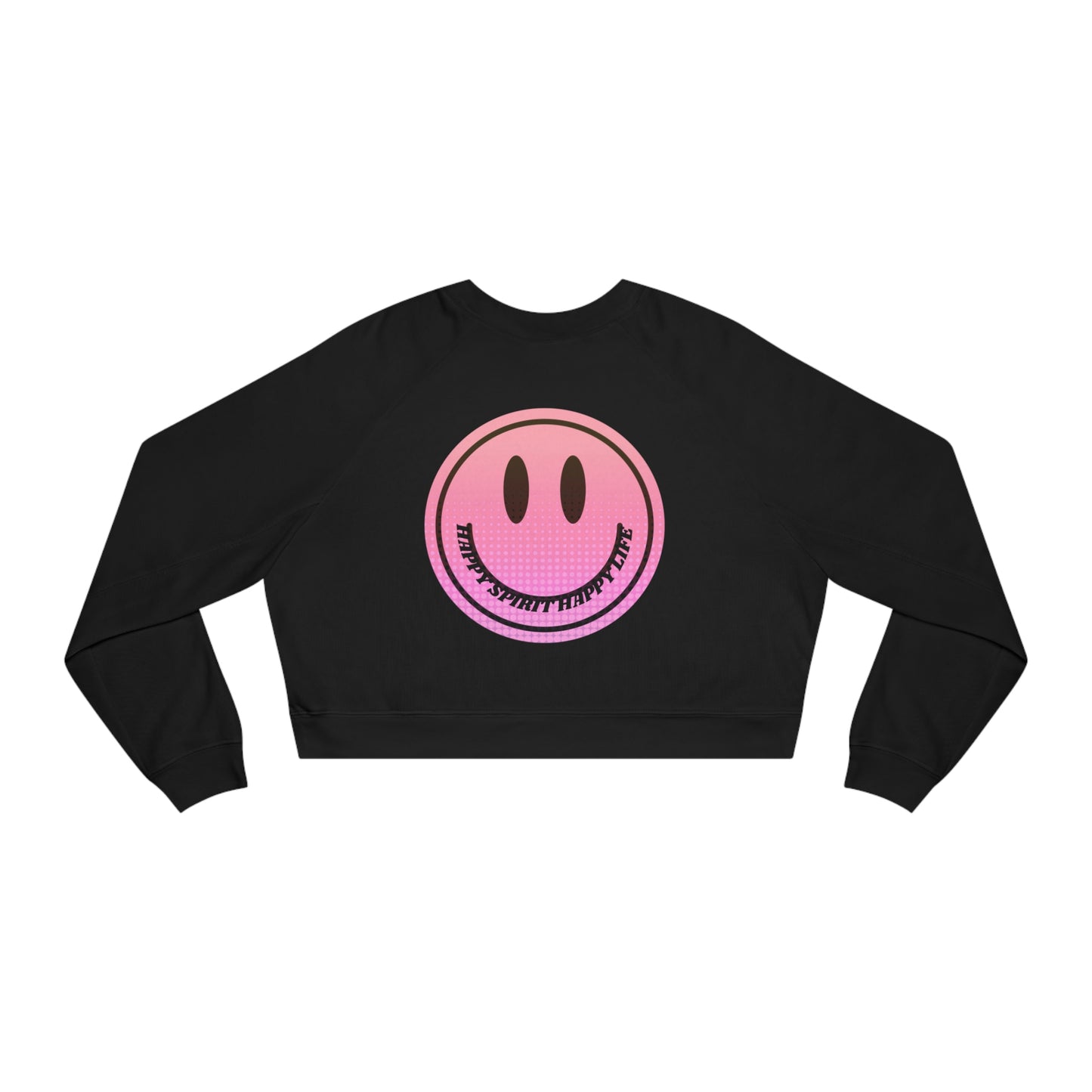 Aesthetic Cropped Sweatshirt, Smile Face Crop Top, Happy Spirit Happy Life Sunset Smile Cropped Top, Women's Cropped Fleece Pullover