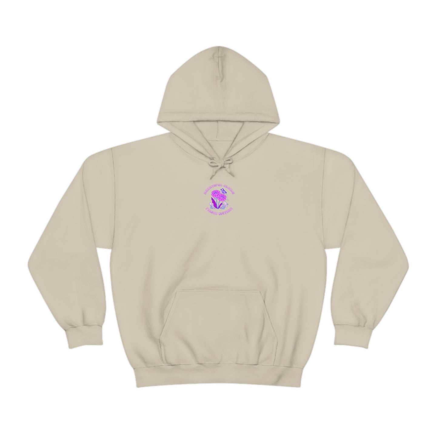 Beautiful Glows from Within Purple Flower Hoodie, Aesthetic Oversized Hoodie, Front Back Print Trendy Sweatshirt, Beach Lake Cover Up