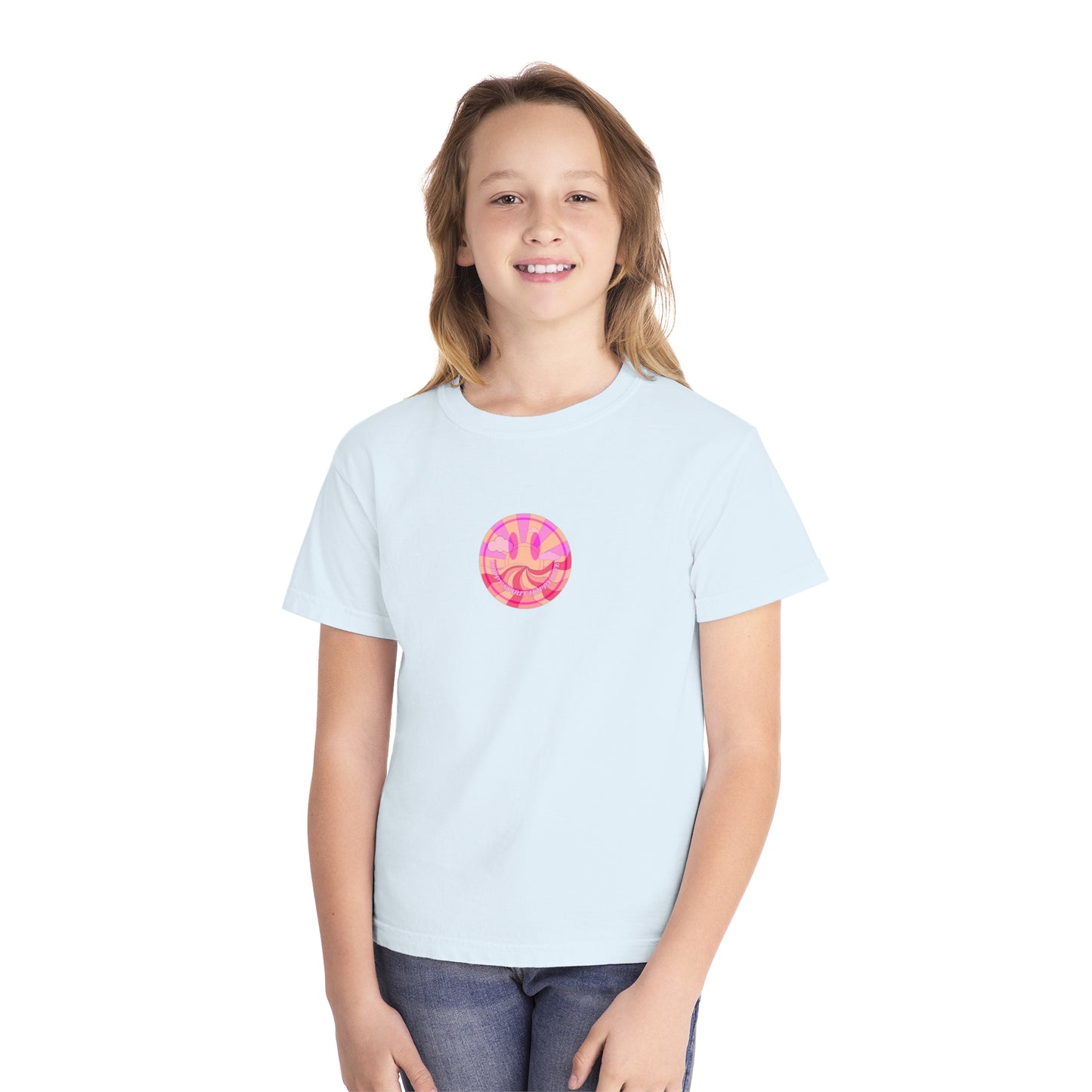 Kids Retro Smile T shirt, Youth Happy Spirit Happy Mind, Aesthetic t shirt, Graphic tee, Tumblr Tshirt, Trendy Oversized Comfort Colors Tee
