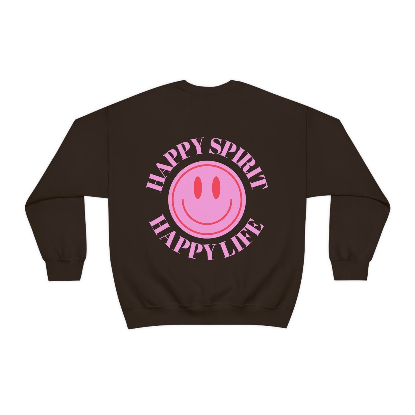 Retro Happy Spirit Happy Life Lavender Lilac Pink Smile Graphic Crewneck, VSCO Girl Sweatshirt, Tumblr Oversized Trendy Back Print Y2k Top