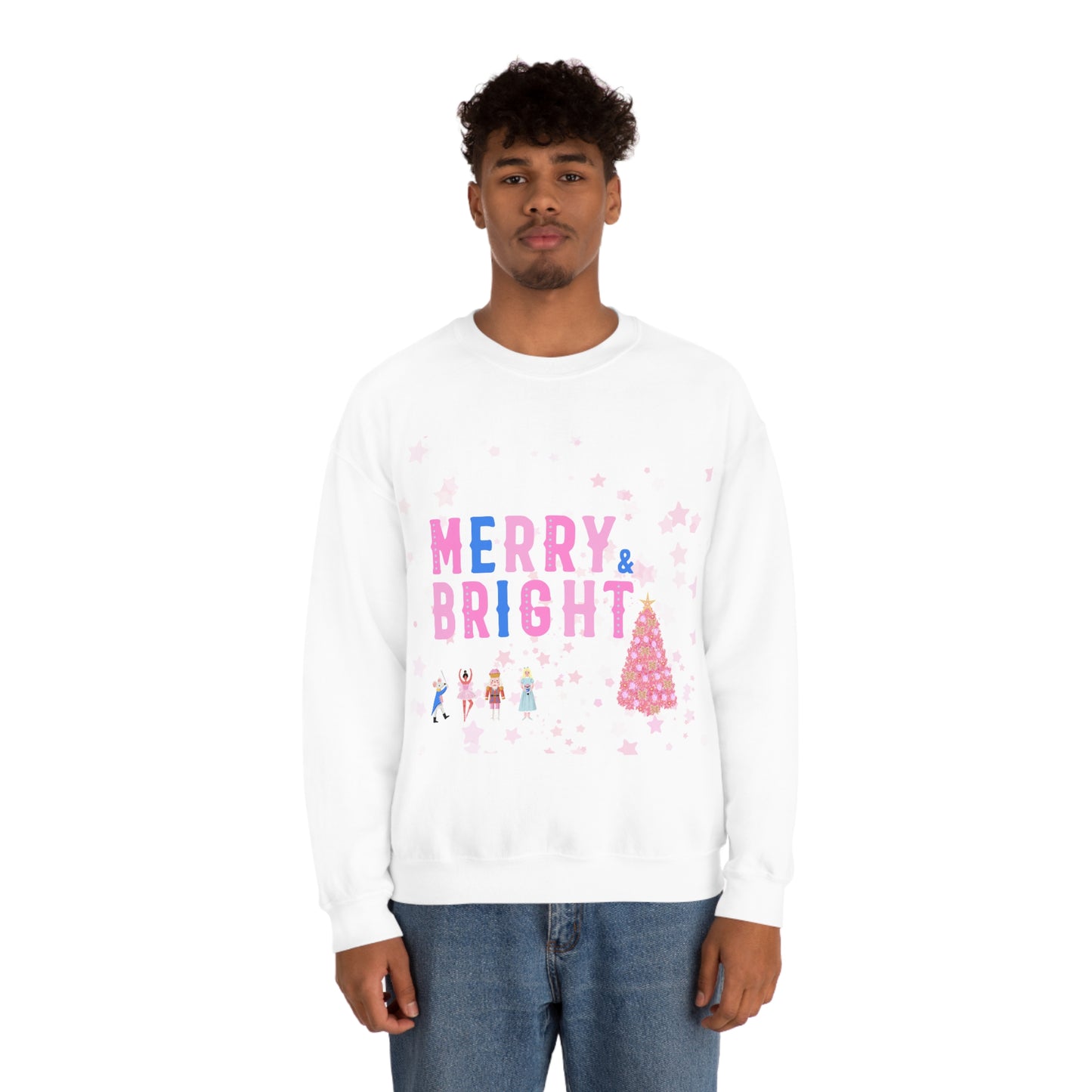 Pink Nutcracker Merry and Bright Minimalist Sweatshirt, Blue Nutcracker Sweatshirt, Trendy Christmas Sweatshirt, Pastel Xmas Crewneck