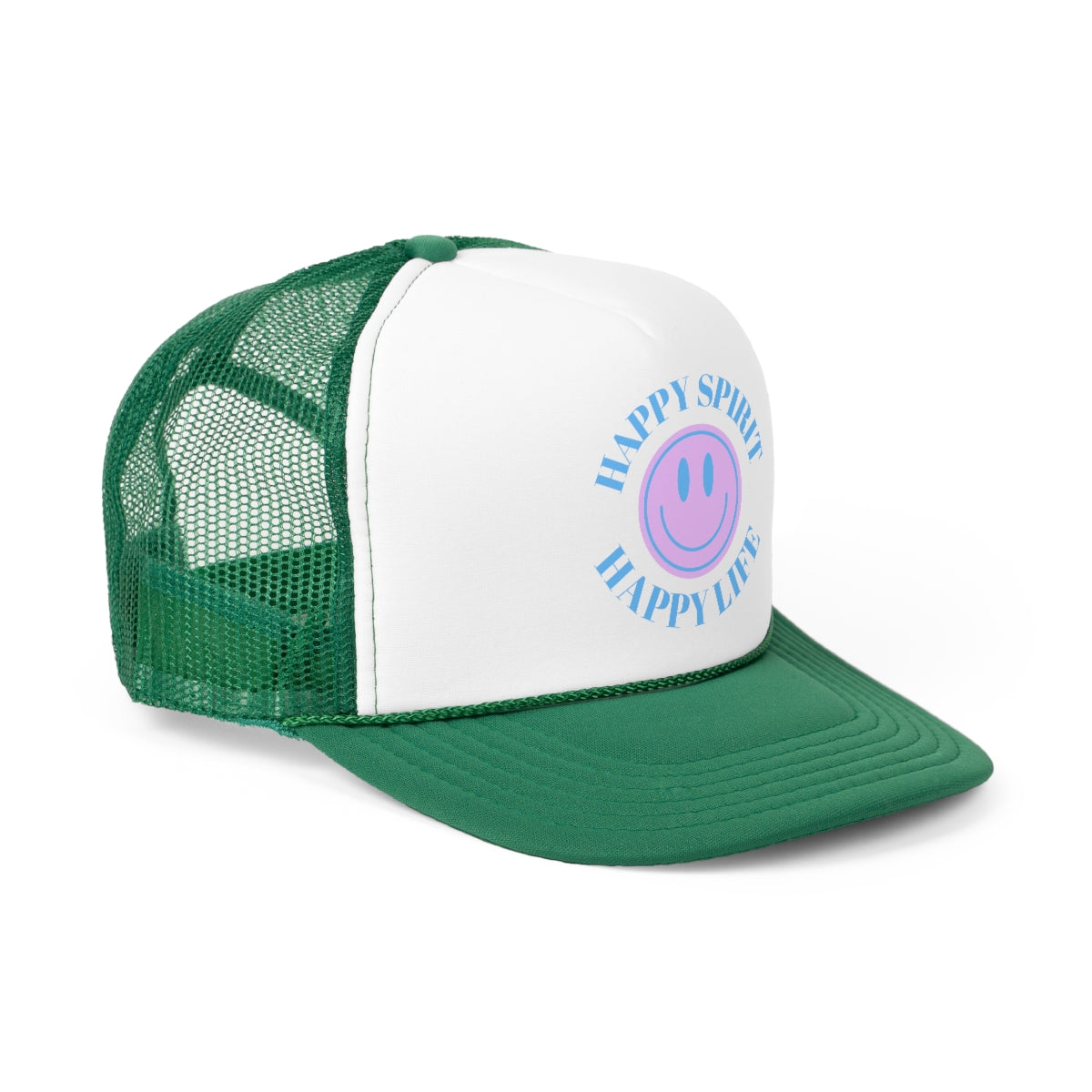 Hat Happy Spirit Happy Life- Aesthetic Hat, Smile Tumblr hat, Trendy Oversized hat, Vsco girl, Pink Graphic Trucker Hat, Baseball Hat