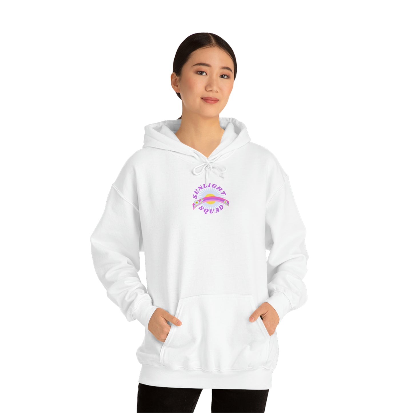 Retro Smile Flower Pink Purple Lavender Lilac Hoodie, Sunlight Squad Sweatshirt, Back Graphic Hoodie, VSCO Girl Oversized Trendy Tumblr Top