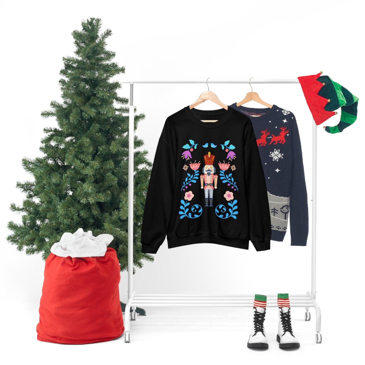 Nutcracker Modern Sweatshirt, Blue Nutcracker Sweatshirt, Trendy Christmas Minimalist Sweatshirt, Xmas Crewneck Bright Color Crew