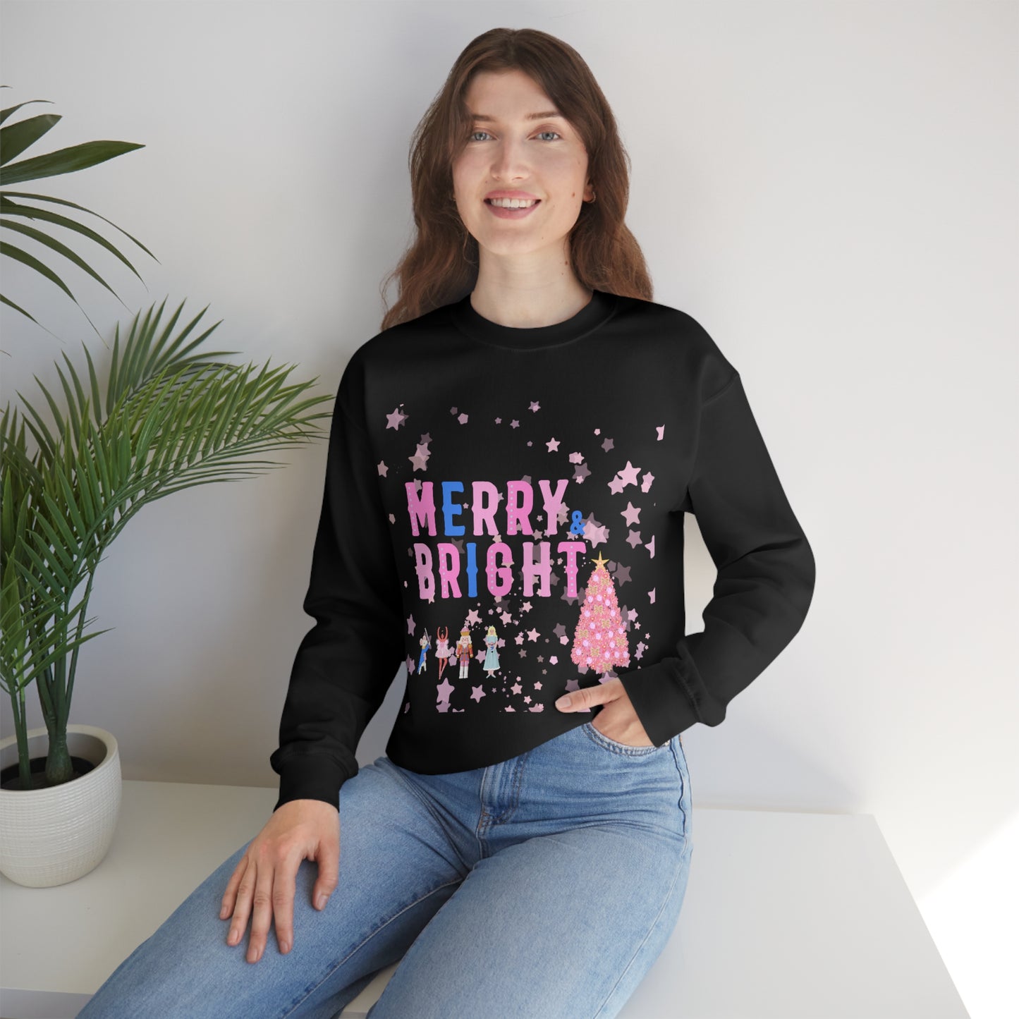 Pink Nutcracker Merry and Bright Minimalist Sweatshirt, Blue Nutcracker Sweatshirt, Trendy Christmas Sweatshirt, Pastel Xmas Crewneck