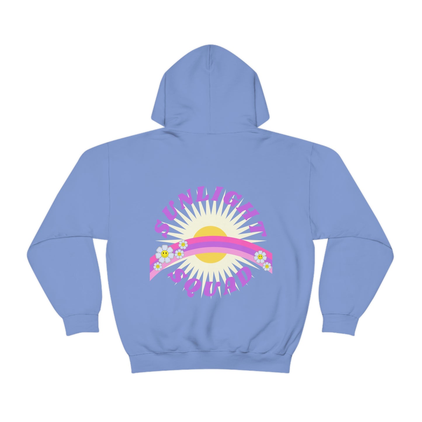 Retro Smile Flower Pink Purple Lavender Lilac Hoodie, Sunlight Squad Sweatshirt, Back Graphic Hoodie, VSCO Girl Oversized Trendy Tumblr Top