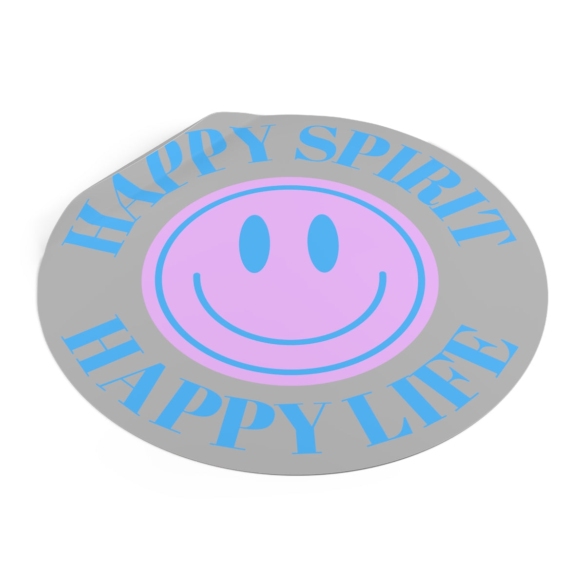 Happy Spirit Happy Life Round Vinyl Stickers, UV Smiley Stickers, Smile Sticker, Tumblr Retro Smile, VSCO Girl, Computer, Skateboard