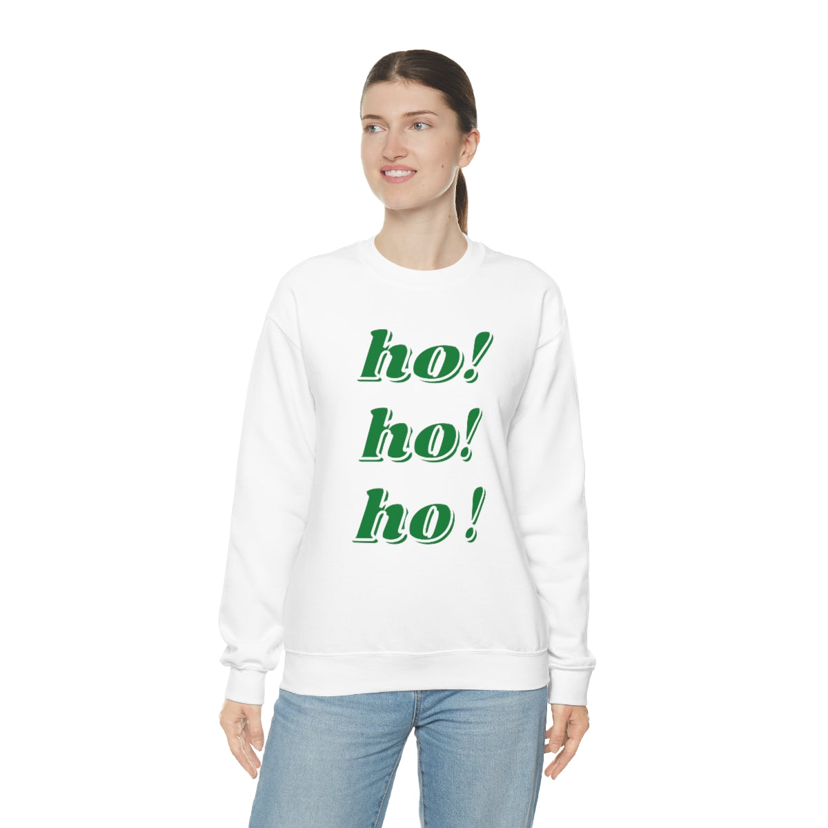 Ho Ho Ho Sweatshirt, Christmas Minimalist Top, Santa Claus Sweatshirt Xmas, Trendy Retro Font Holiday Unisex Heavy Blend Crewneck Sweatshirt