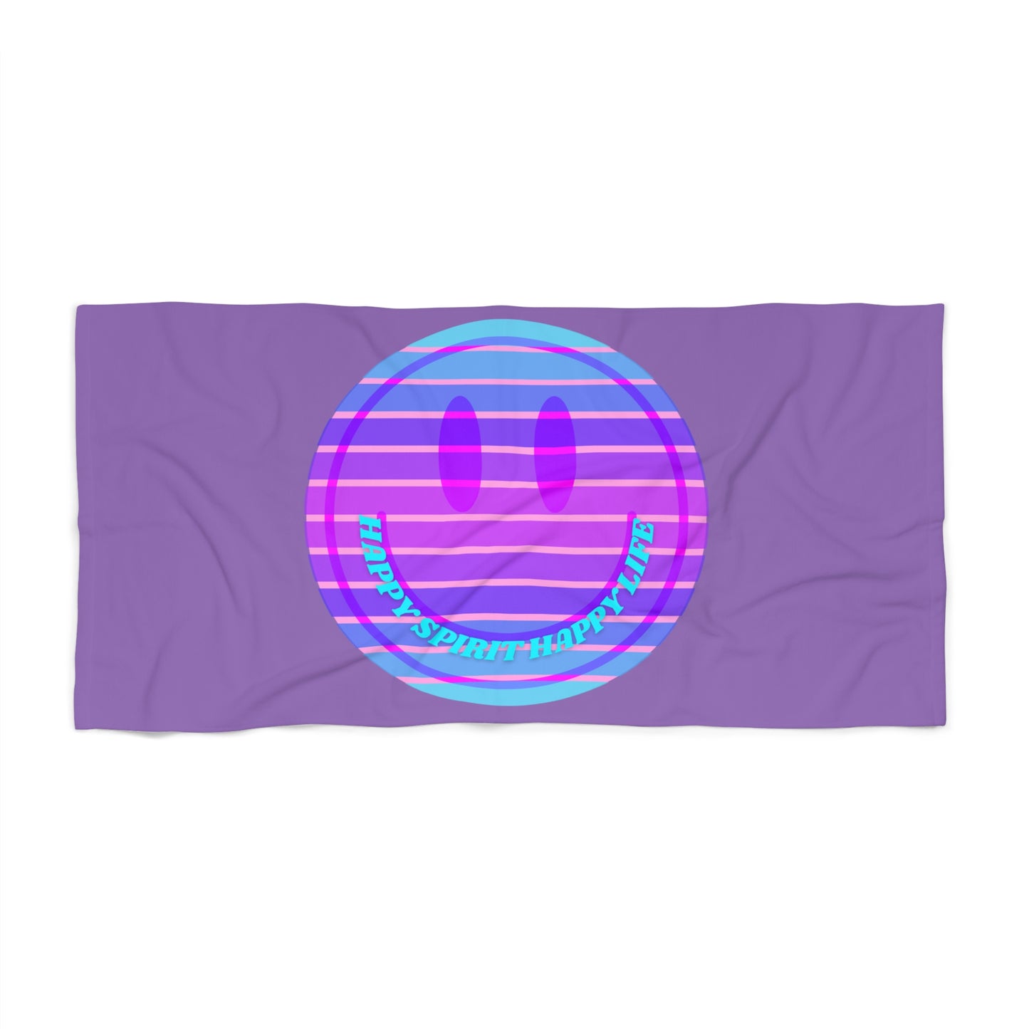 Aesthetic Smile Beach Towel, Happy Spirit Happy Life Towel, Sunset Smile Towel, Trendy Neon Ombre Towel, Summer Towel, Mental Health Towel