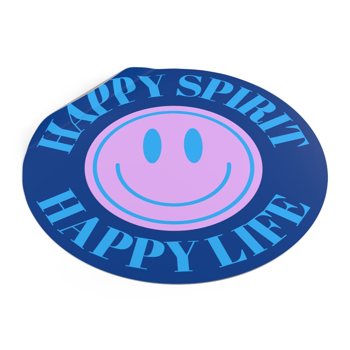 Happy Spirit Happy Life Round Vinyl Stickers, UV Smiley Stickers, Smile Sticker, Tumblr Retro Smile, VSCO Girl, Computer, Skateboard