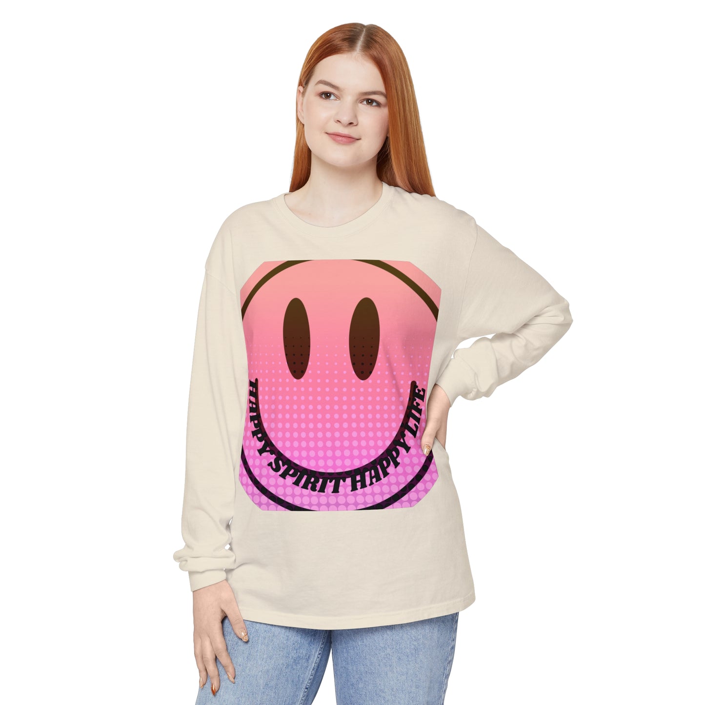 Aesthetic Long Sleeve Shirt, Smile Face Y2K Retro Shirt, 80's Style Smile Graphic, Comfort Colors Unisex Garment-dyed Long Sleeve T-Shirt