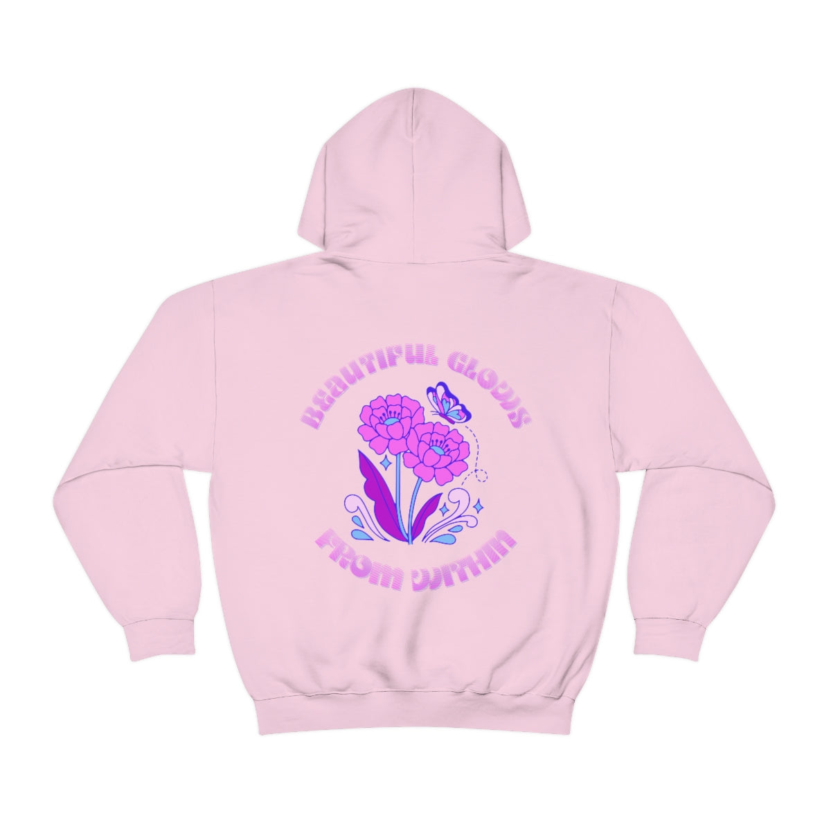 Beautiful Glows from Within Purple Flower Hoodie, Aesthetic Oversized Hoodie, Front Back Print Trendy Sweatshirt, Beach Lake Cover Up