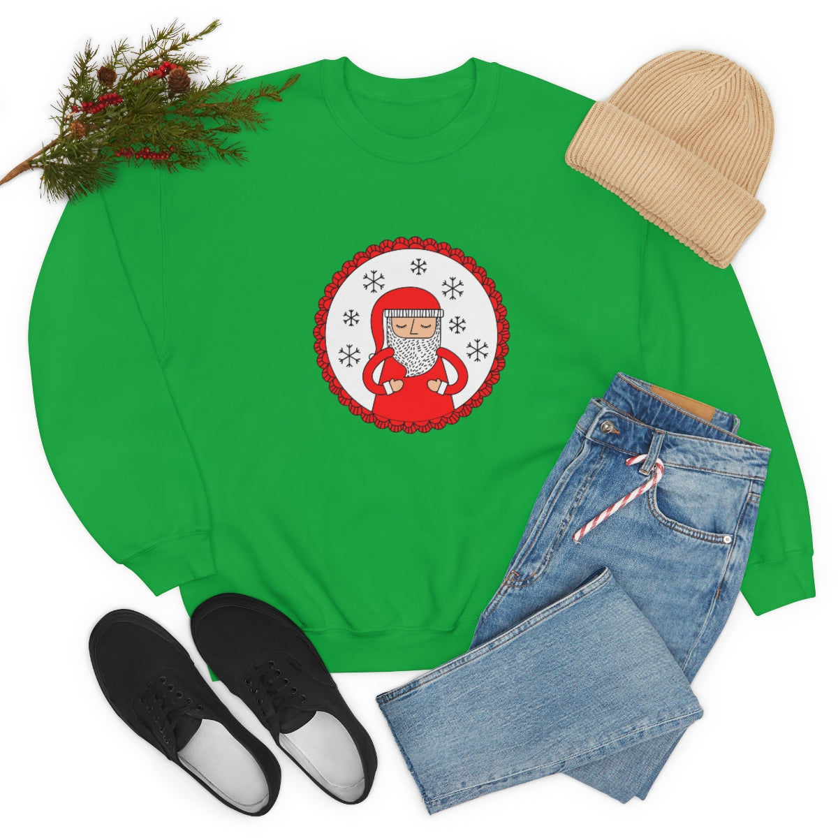 Minimalist Santa Claus Sweatshirt, Santa Sweatshirt, Trendy Noel Minimalist Christmas Sweatshirt, Xmas Santa Crewneck Top, Red Holiday Top