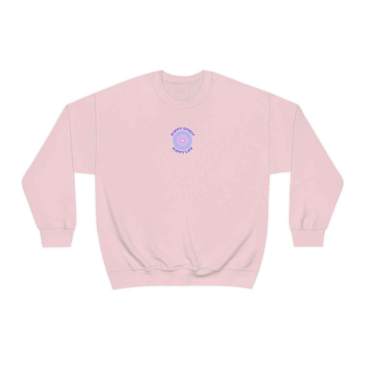 Retro Happy Spirit Happy Life Lavender Lilac Pink Smile Graphic Crewneck, VSCO Girl Sweatshirt, Tumblr Oversized Trendy Back Print Pullover