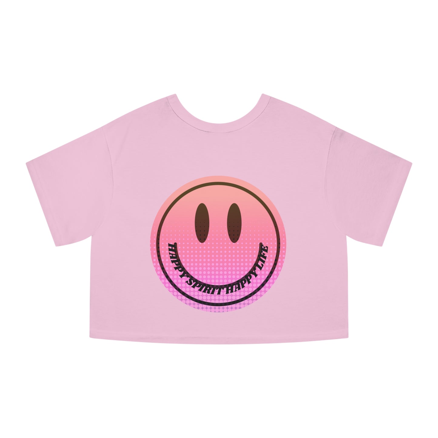 Aesthetic Smile Face Crop Shirt, Happy Spirit Happy Life Cropped Shirt, Smile Pink Sunset Ombre Champion Women's Heritage Cropped T-Shirt
