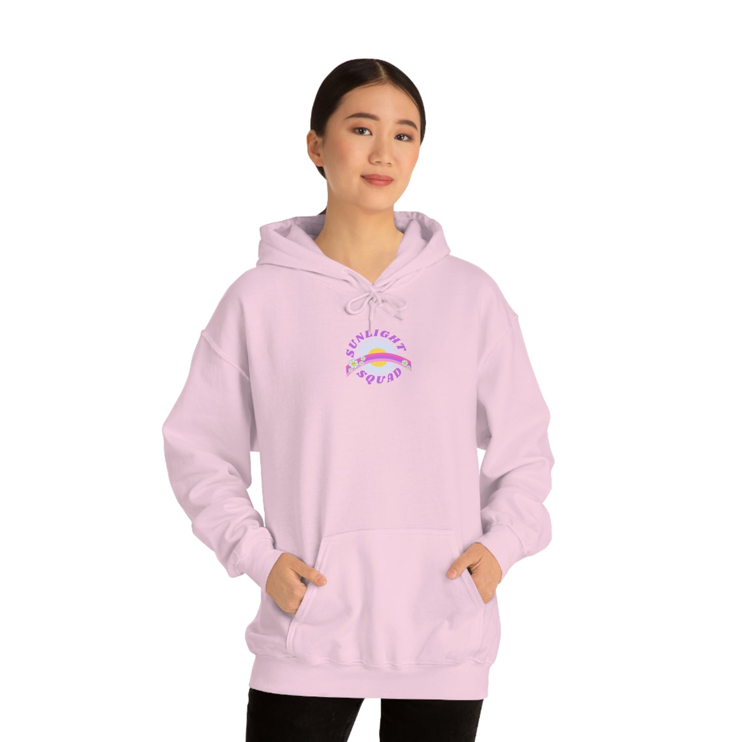 Retro Smile Flower Pink Purple Lavender Lilac Hoodie, Sunlight Squad Sweatshirt, Back Graphic Hoodie, VSCO Girl Oversized Trendy Tumblr Top