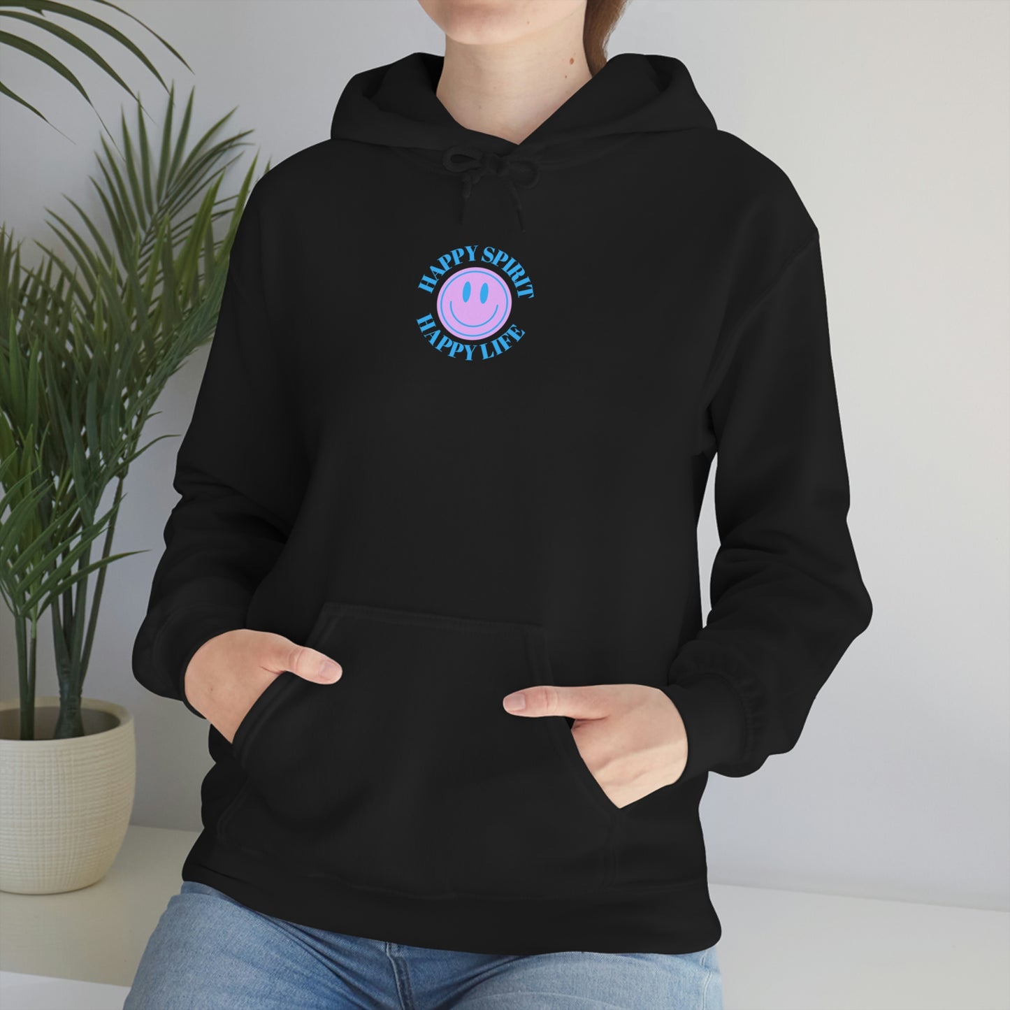 Happy Spirit Happy Life Sweatshirt, Gildan 18500 Hoodie, Oversized Hoodie, Front Back Print Trendy Sweatshirt, Beach Cover Up, Lake Cover