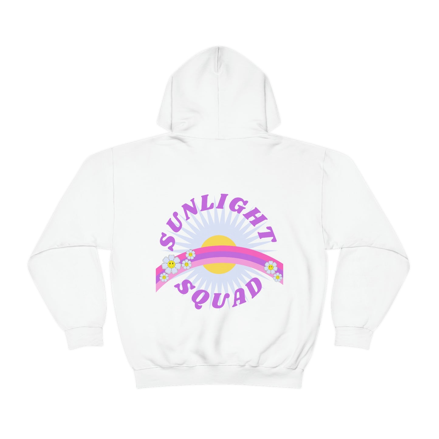 Retro Smile Flower Pink Purple Lavender Lilac Hoodie, Sunlight Squad Sweatshirt, Back Graphic Hoodie, VSCO Girl Oversized Trendy Tumblr Top