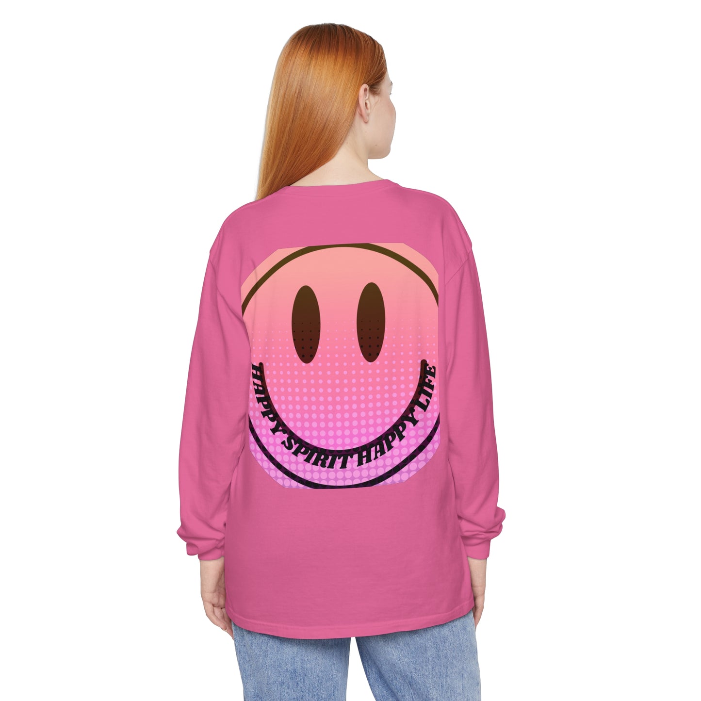Aesthetic Long Sleeve Shirt, Smile Face Y2K Retro Shirt, 80's Style Smile Graphic, Comfort Colors Unisex Garment-dyed Long Sleeve T-Shirt