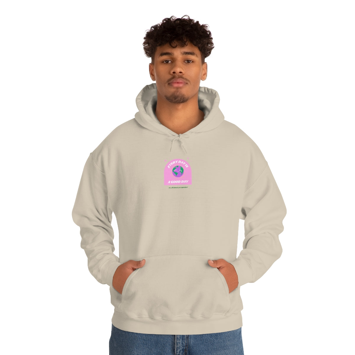Retro Every Day is a Good Day, Its All About Perspective Earth Pink Purple Back Graphic Hoodie, VSCO Girl Oversized Trendy Tumblr Sweatshirt