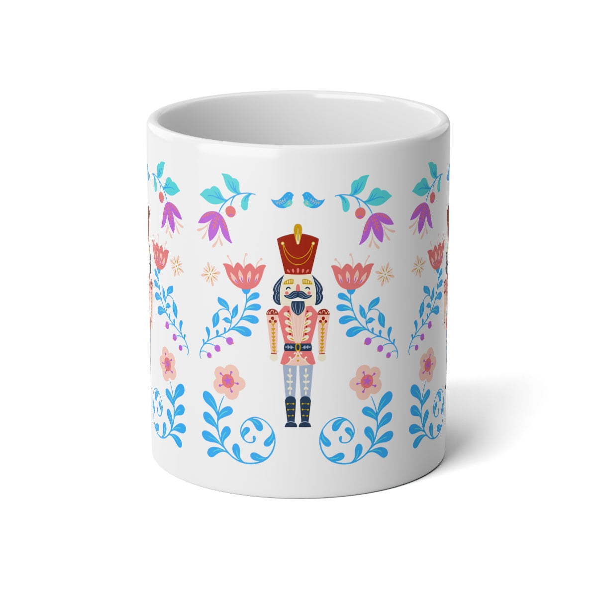 Pink Flower Nutcracker Aesthetic Mug, Purple Christmas Mug, Trendy Coffee Mug, Tumblr Mug, Aesthetic Holiday Gift, Minimalist Nutcracker