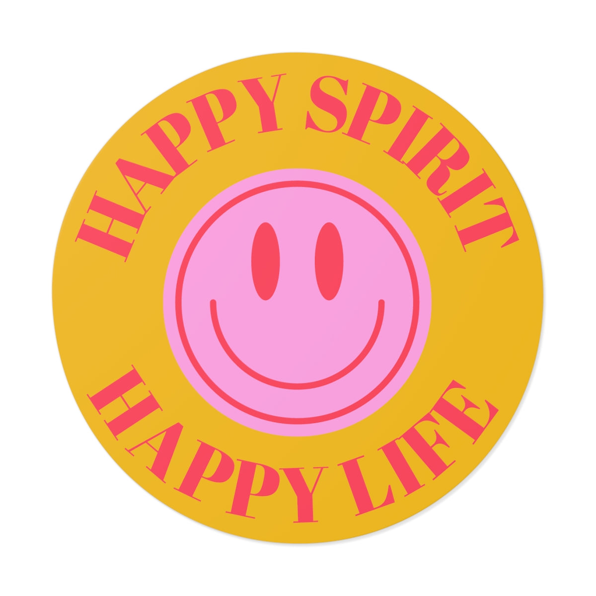 Happy Spirit Happy Life Round Vinyl Stickers, UV Smiley Stickers, Smile Sticker, Tumblr Retro Smile, VSCO Girl, Computer, Skateboard
