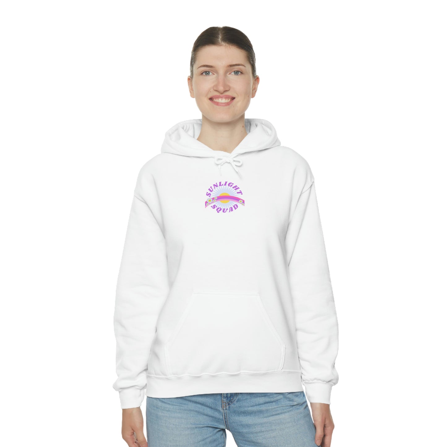 Retro Smile Flower Pink Purple Lavender Lilac Hoodie, Sunlight Squad Sweatshirt, Back Graphic Hoodie, VSCO Girl Oversized Trendy Tumblr Top