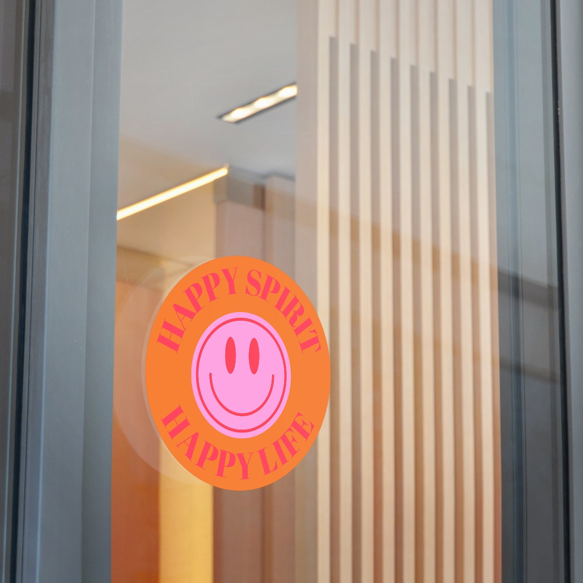 Happy Spirit Happy Life Round Vinyl Stickers, UV Smiley Stickers, Smile Sticker, Tumblr Retro Smile, VSCO Girl, Computer, Skateboard