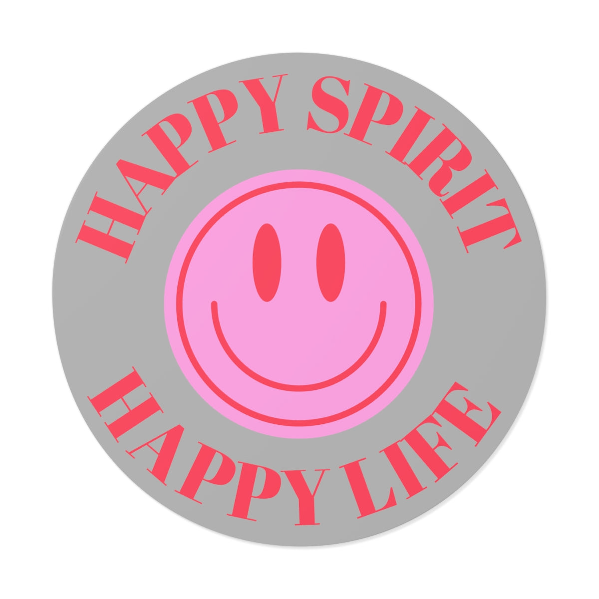 Happy Spirit Happy Life Round Vinyl Stickers, UV Smiley Stickers, Smile Sticker, Tumblr Retro Smile, VSCO Girl, Computer, Skateboard