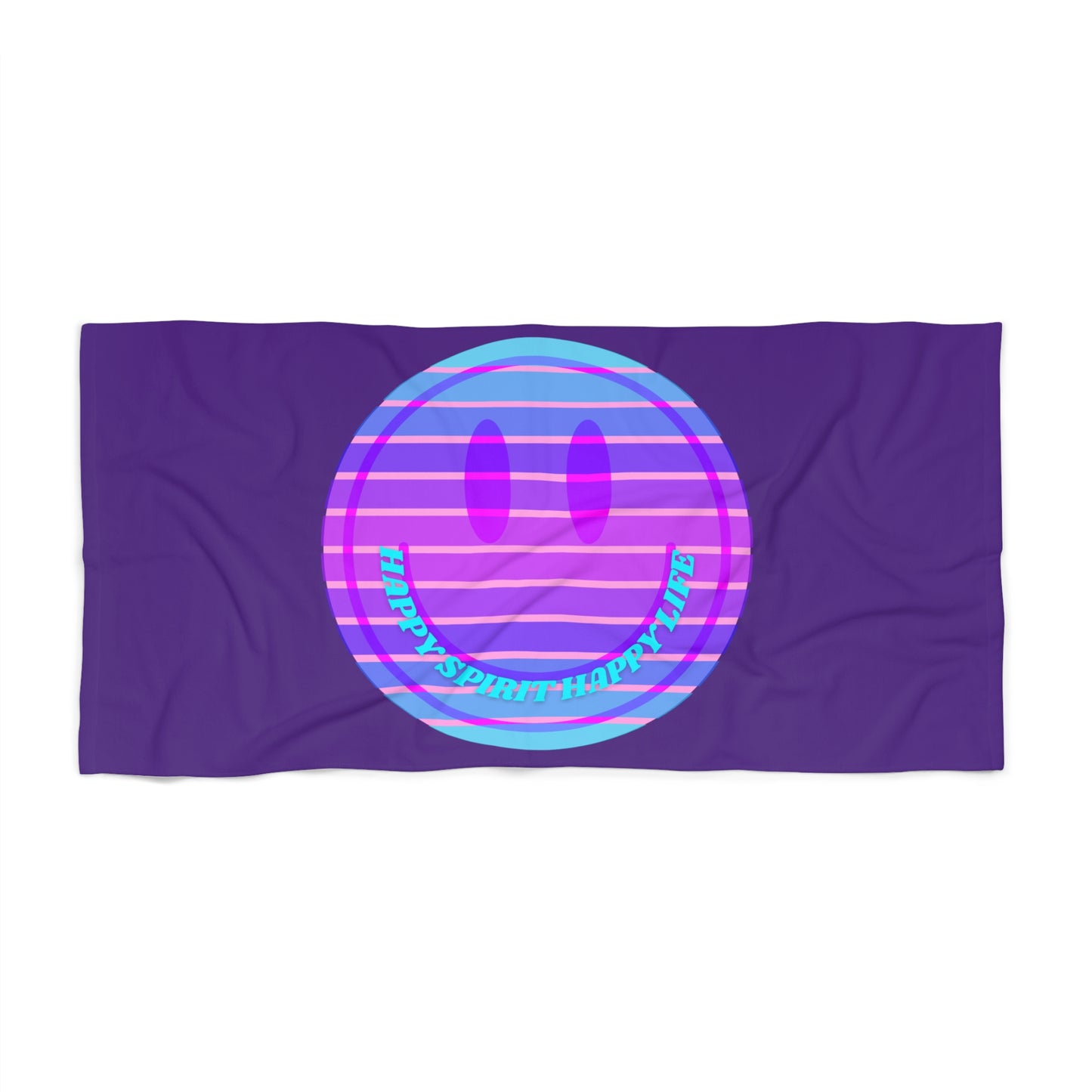 Aesthetic Smile Beach Towel, Happy Spirit Happy Life Towel, Sunset Smile Towel, Trendy Neon Ombre Towel, Summer Towel, Mental Health Towel