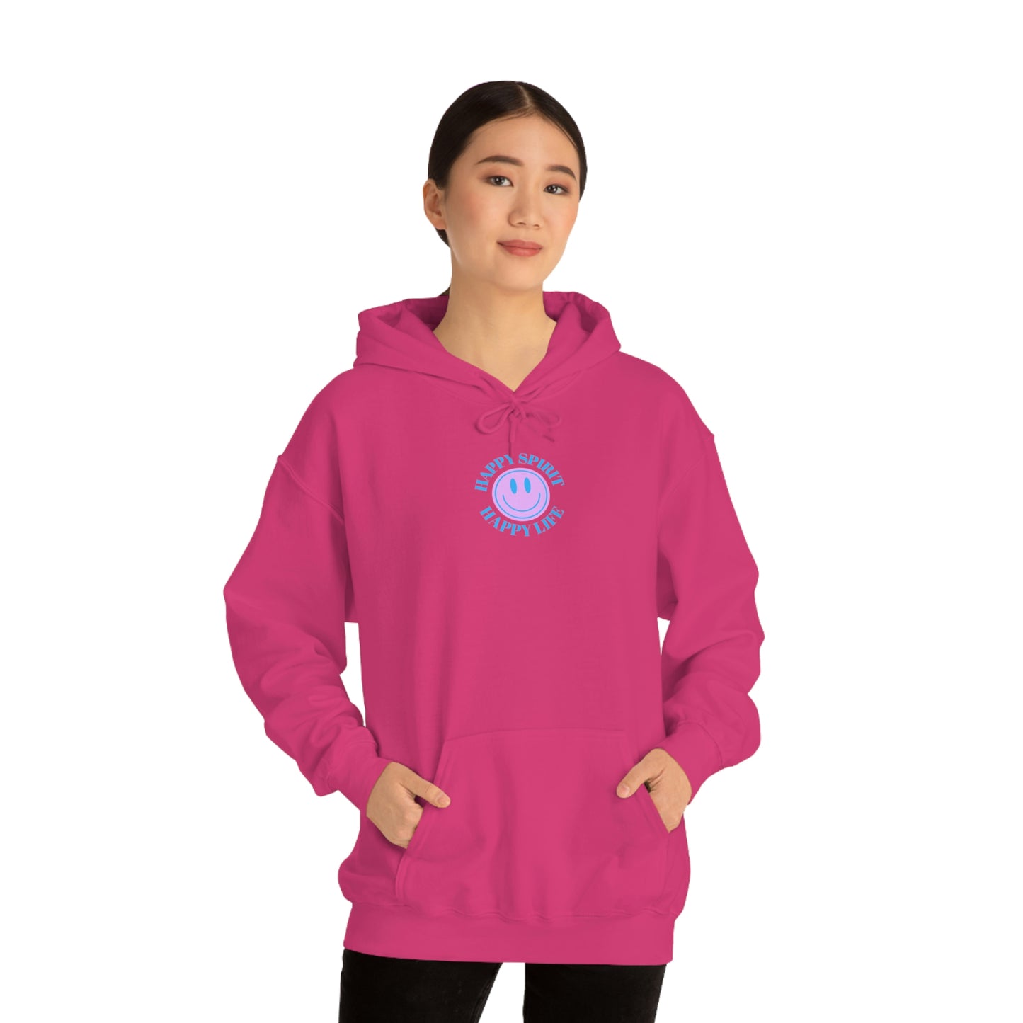 Happy Spirit Happy Life Sweatshirt, Gildan 18500 Hoodie, Oversized Hoodie, Front Back Print Trendy Sweatshirt, Beach Cover Up, Lake Cover