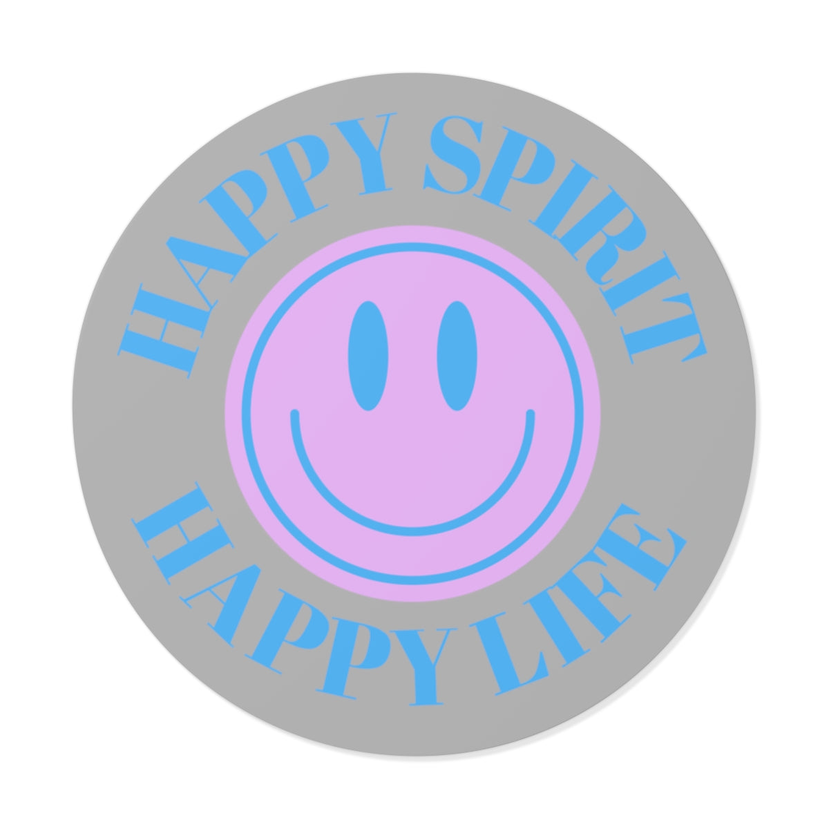 Happy Spirit Happy Life Round Vinyl Stickers, UV Smiley Stickers, Smile Sticker, Tumblr Retro Smile, VSCO Girl, Computer, Skateboard