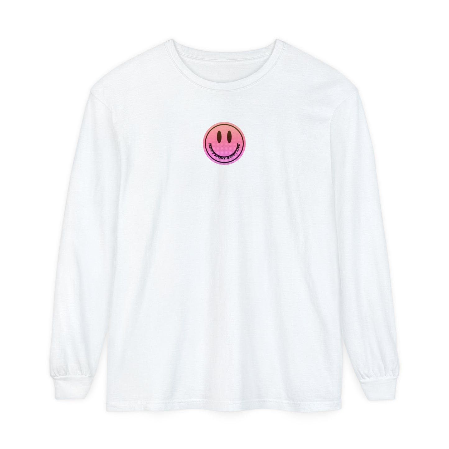 Aesthetic Long Sleeve Shirt, Smile Face Y2K Retro Shirt, 80's Style Smile Graphic, Comfort Colors Unisex Garment-dyed Long Sleeve T-Shirt