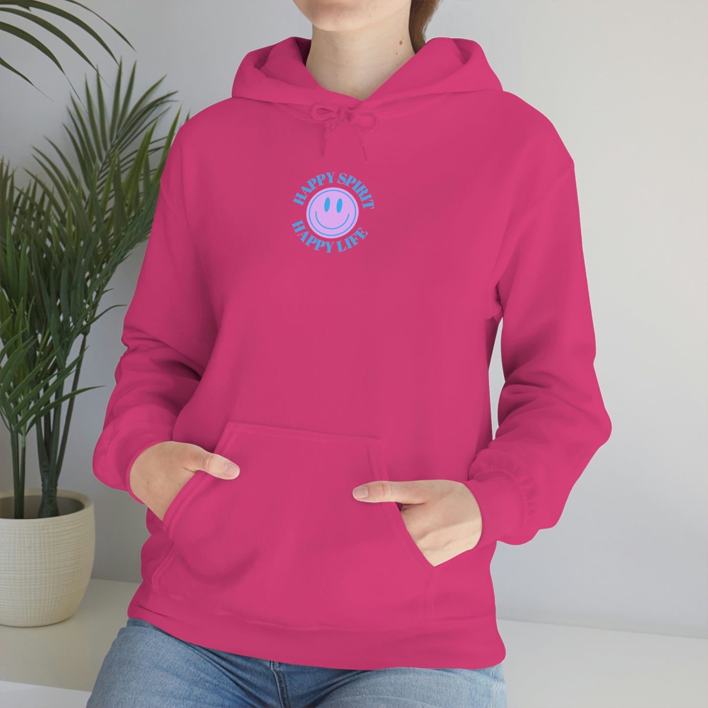Happy Spirit Happy Life Sweatshirt, Gildan 18500 Hoodie, Oversized Hoodie, Front Back Print Trendy Sweatshirt, Beach Cover Up, Lake Cover